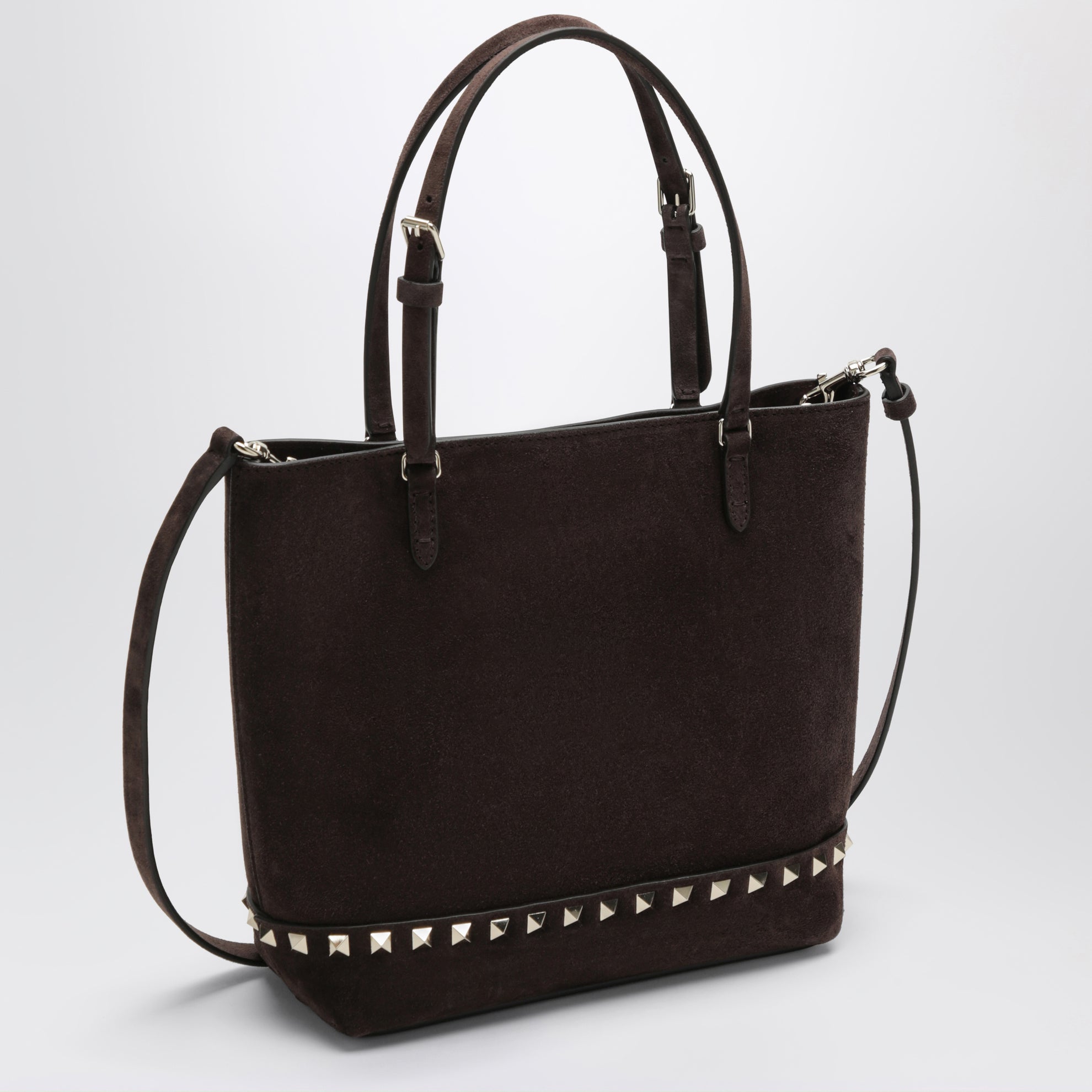 Sac Rockstud marron en daim