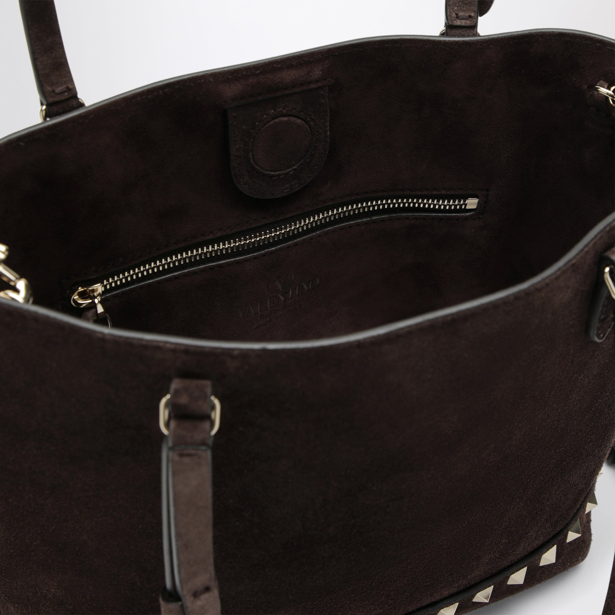 Sac Rockstud marron en daim