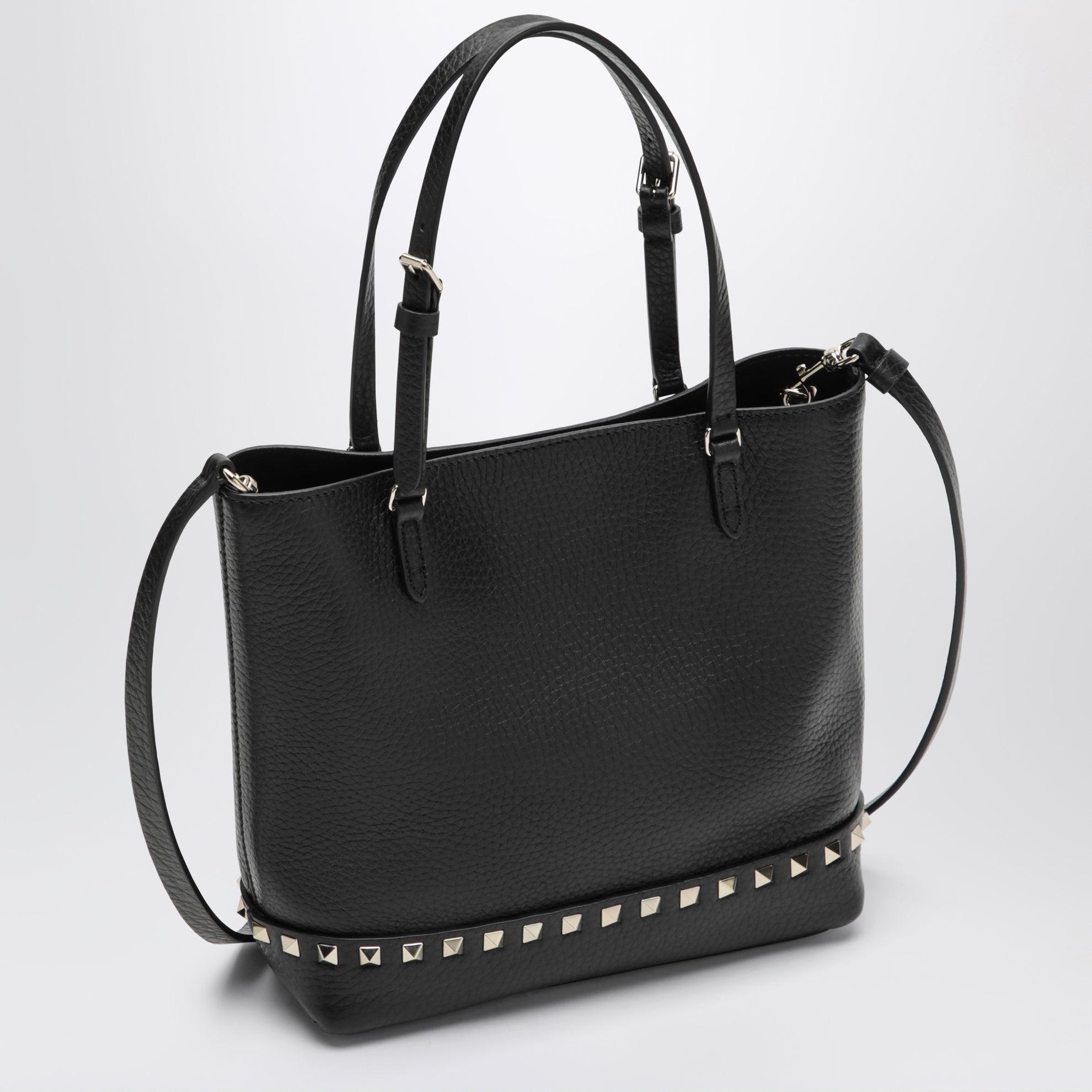 Small Rockstud shopper bag in black leather