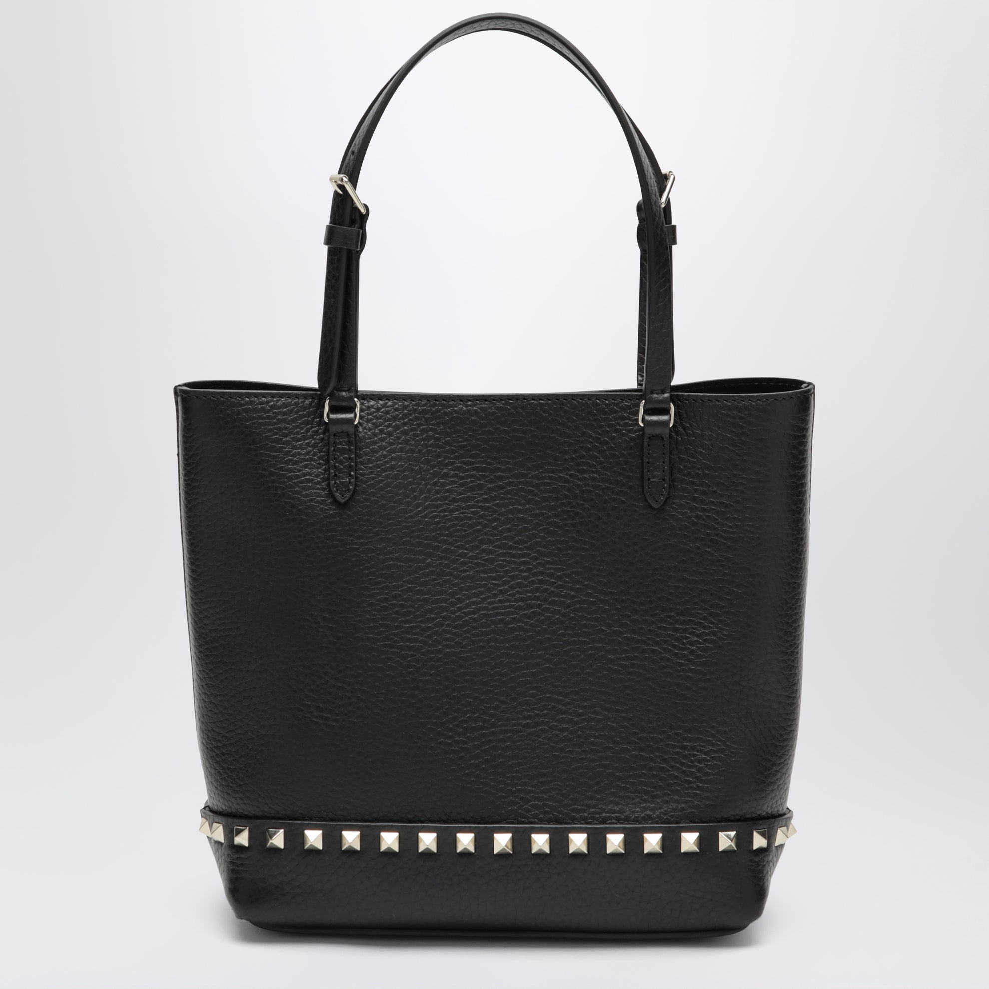 Small Rockstud shopper bag in black leather