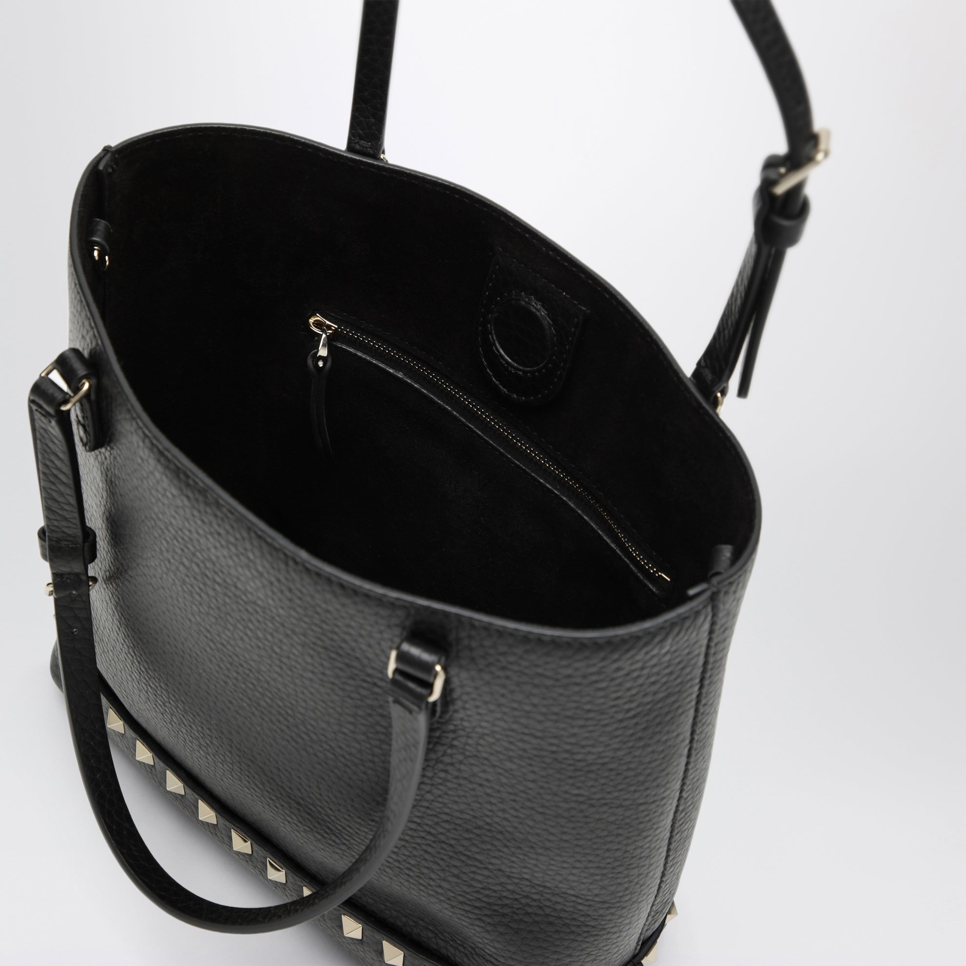 Small Rockstud shopper bag in black leather