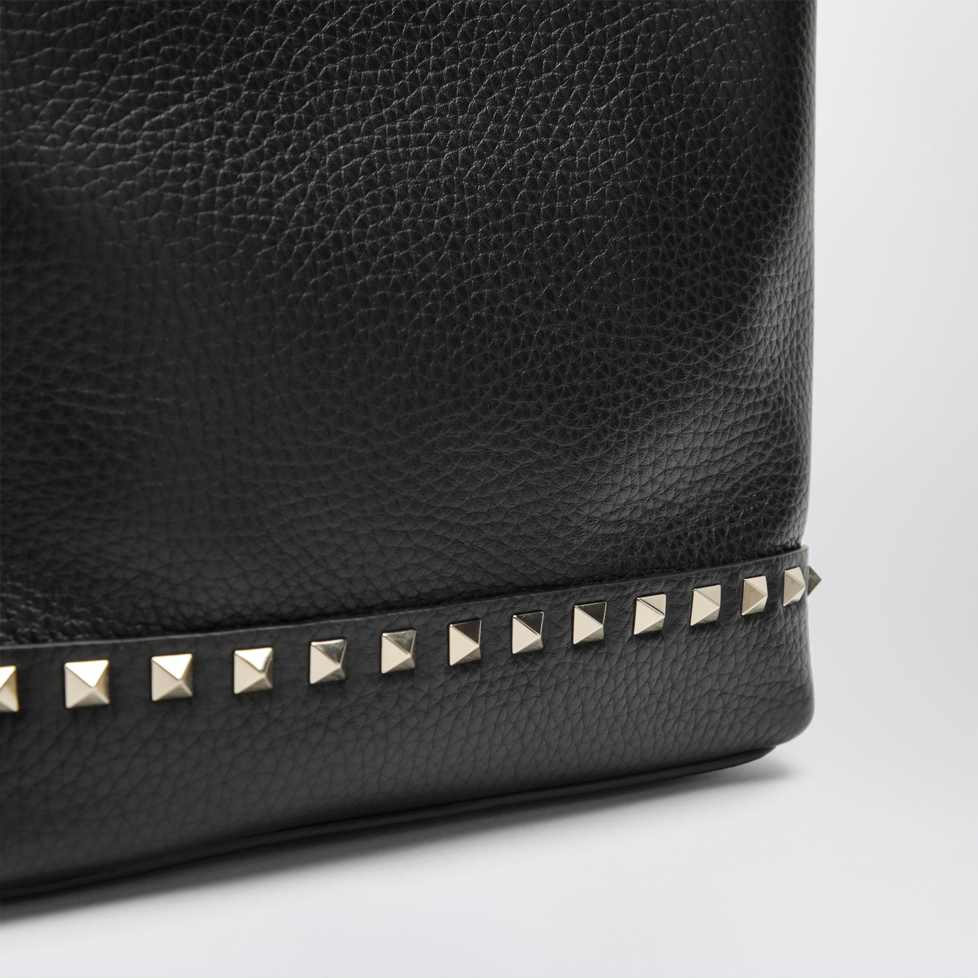 Small Rockstud shopper bag in black leather