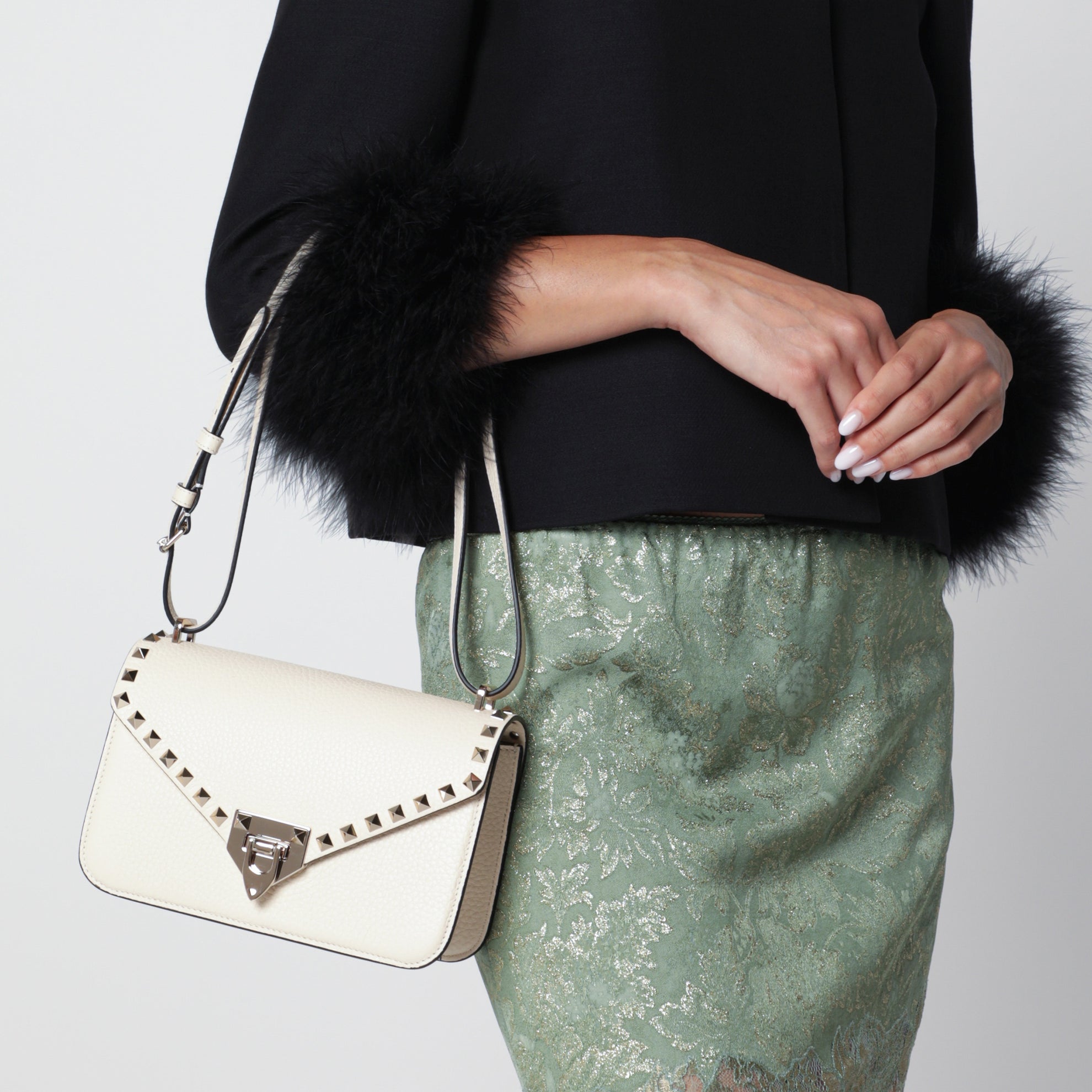 Borsa a tracolla Rockstud avorio