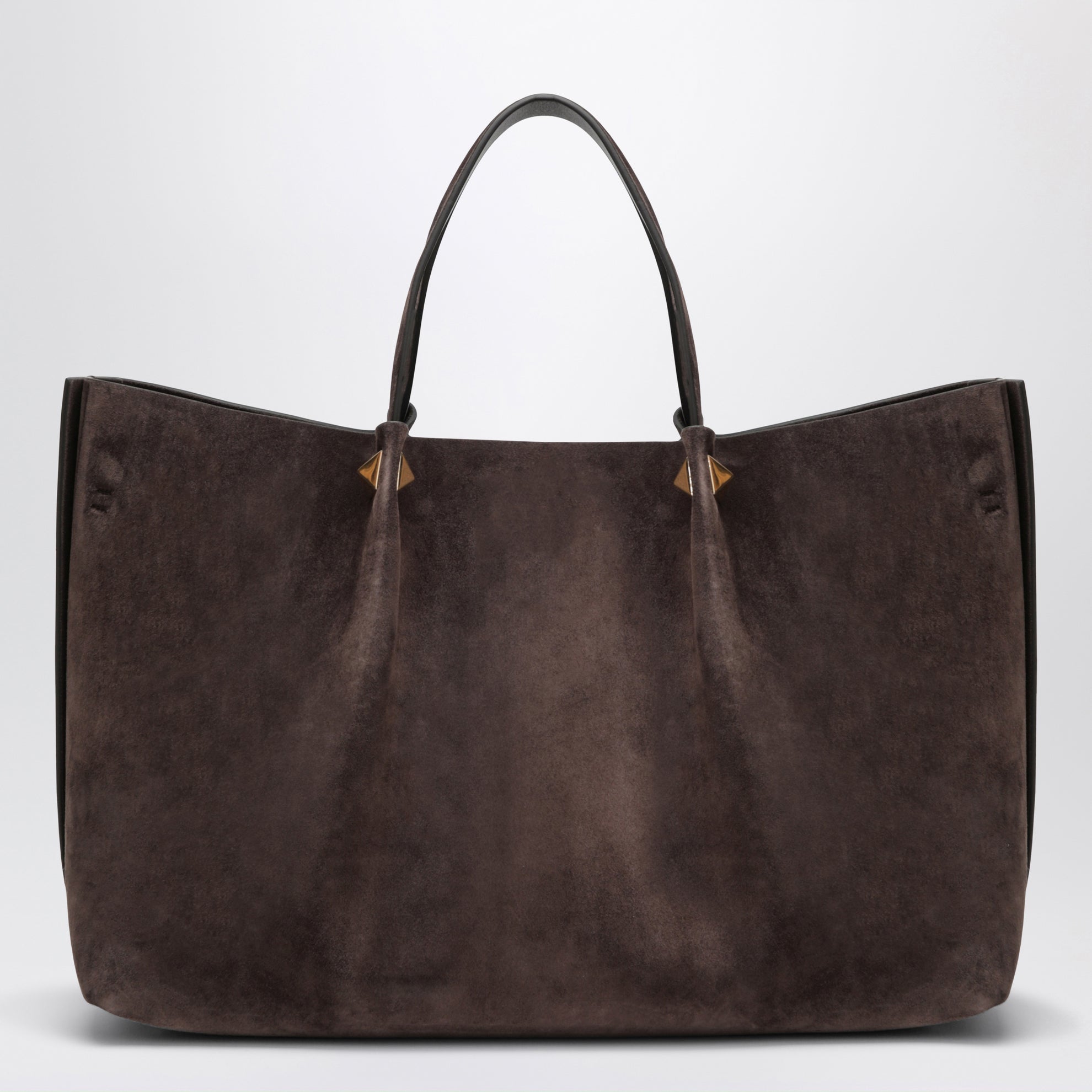 Large Rockstud brown ebony suede shopping bag