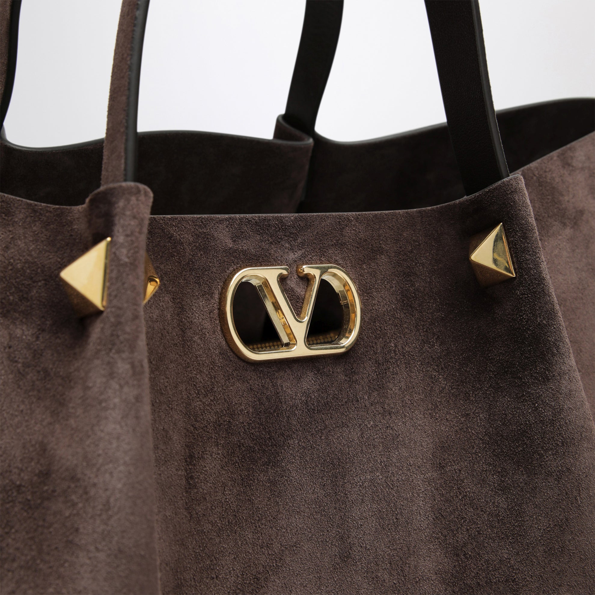 Large Rockstud brown ebony suede shopping bag