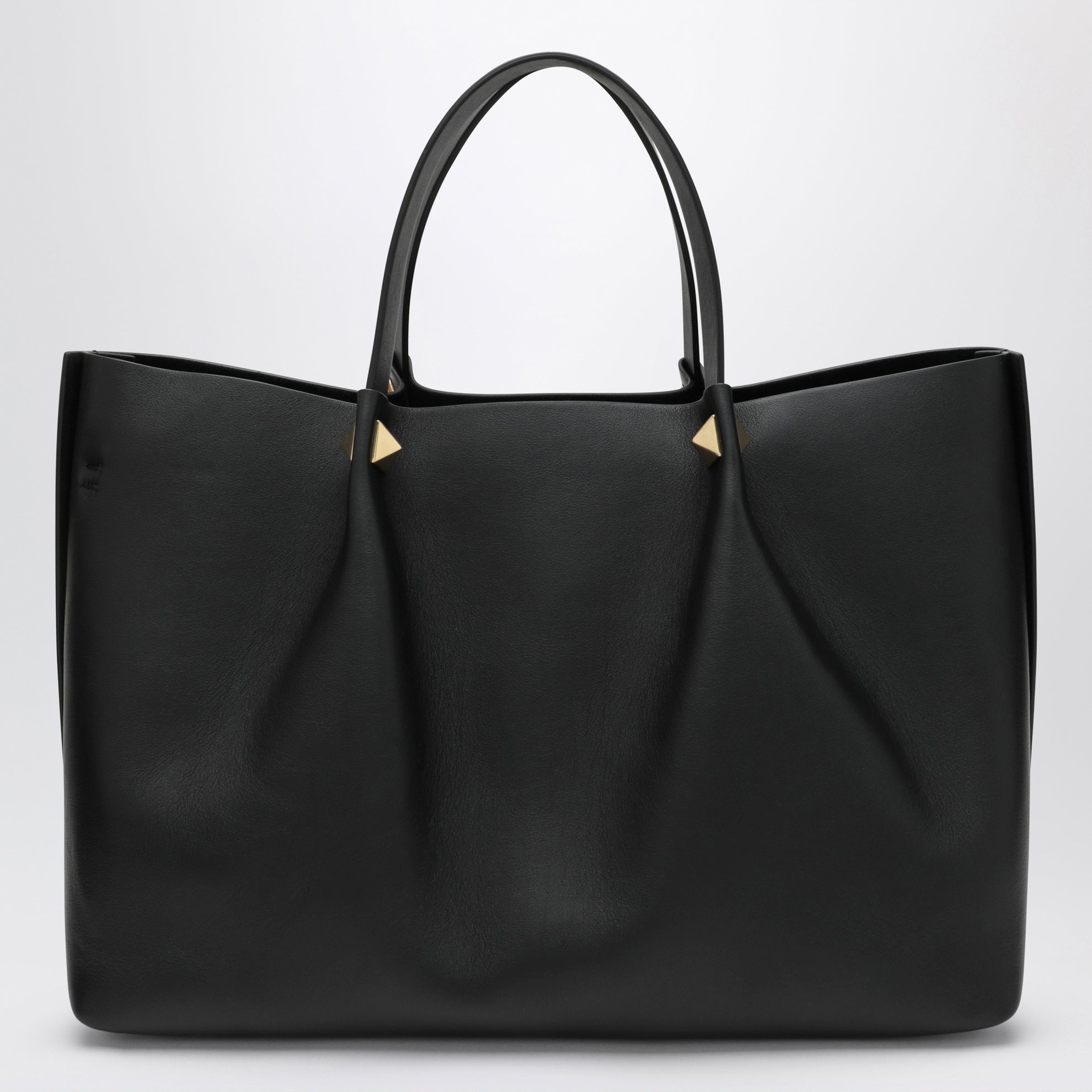 Large Rockstud black leather shopping bag