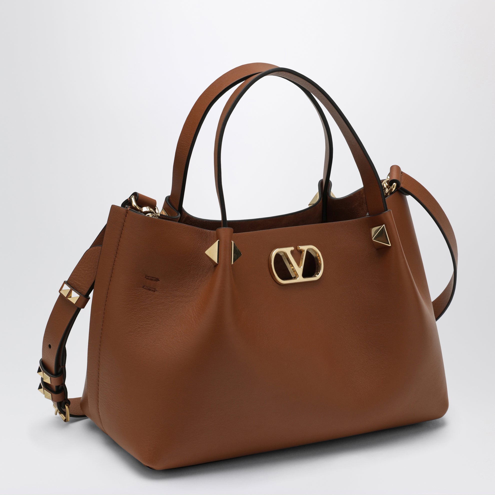 Borsa shopping piccola VLogo Signature marrone chiara