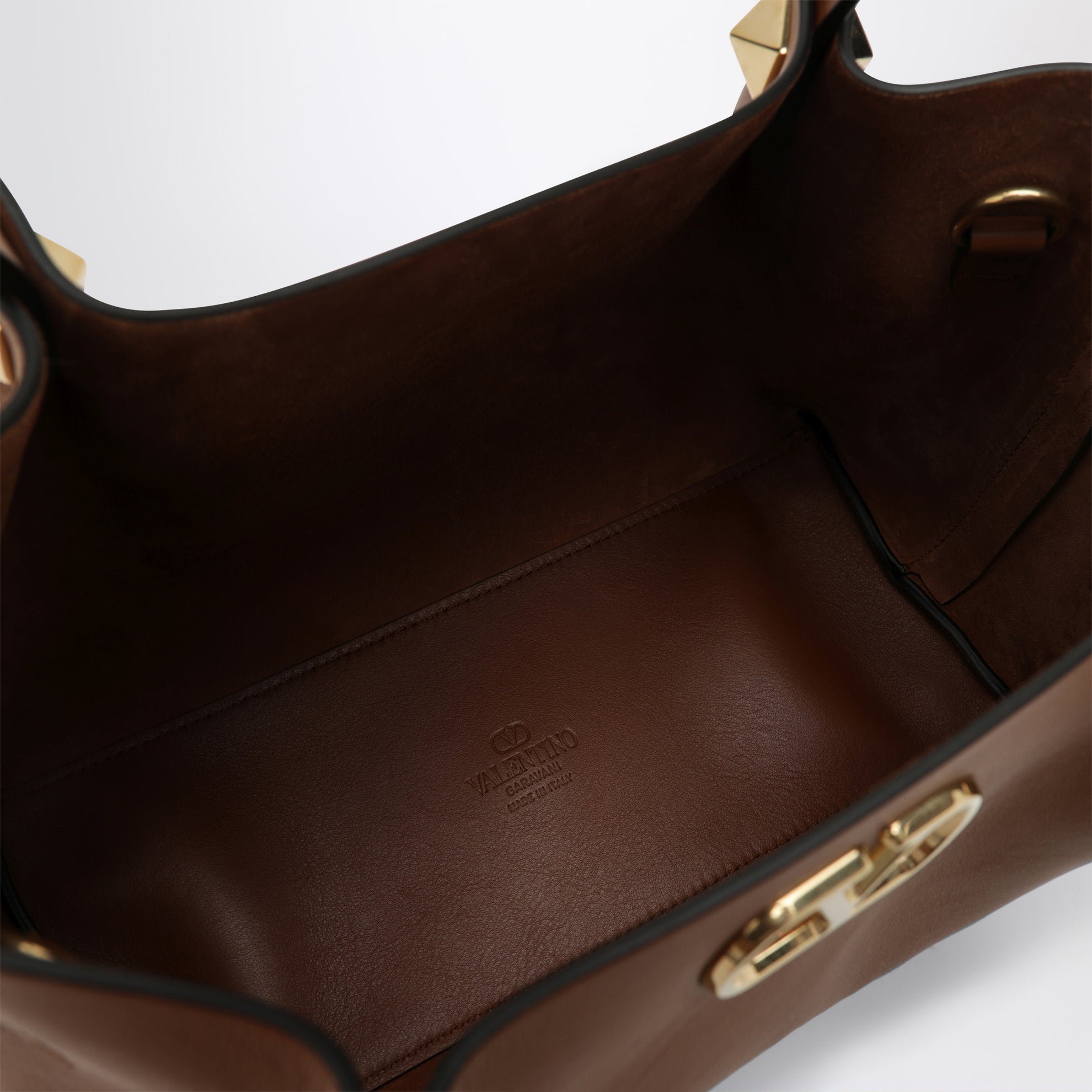 Borsa shopping piccola VLogo Signature marrone chiara