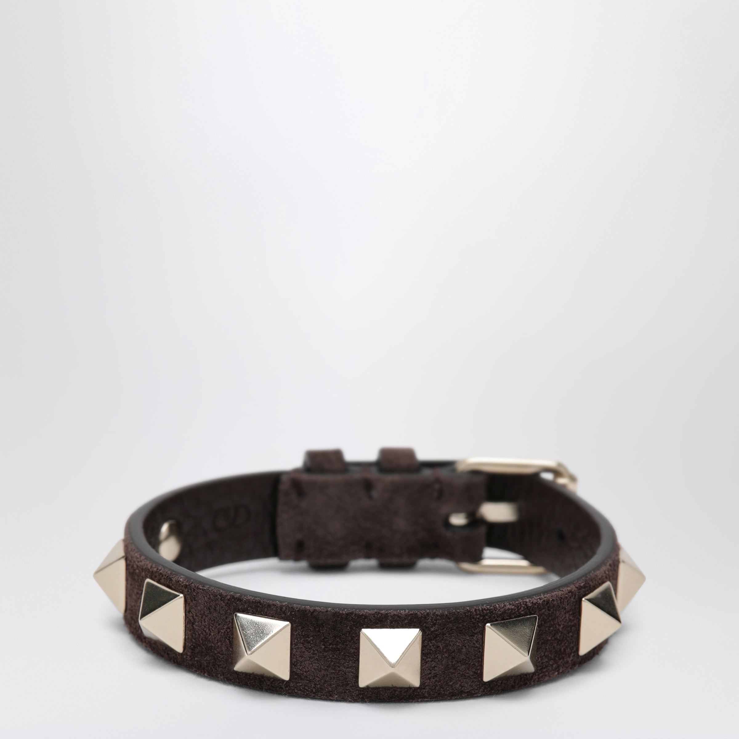 Valentino Garavani Rockstud bracelet in ebony brown suede leather