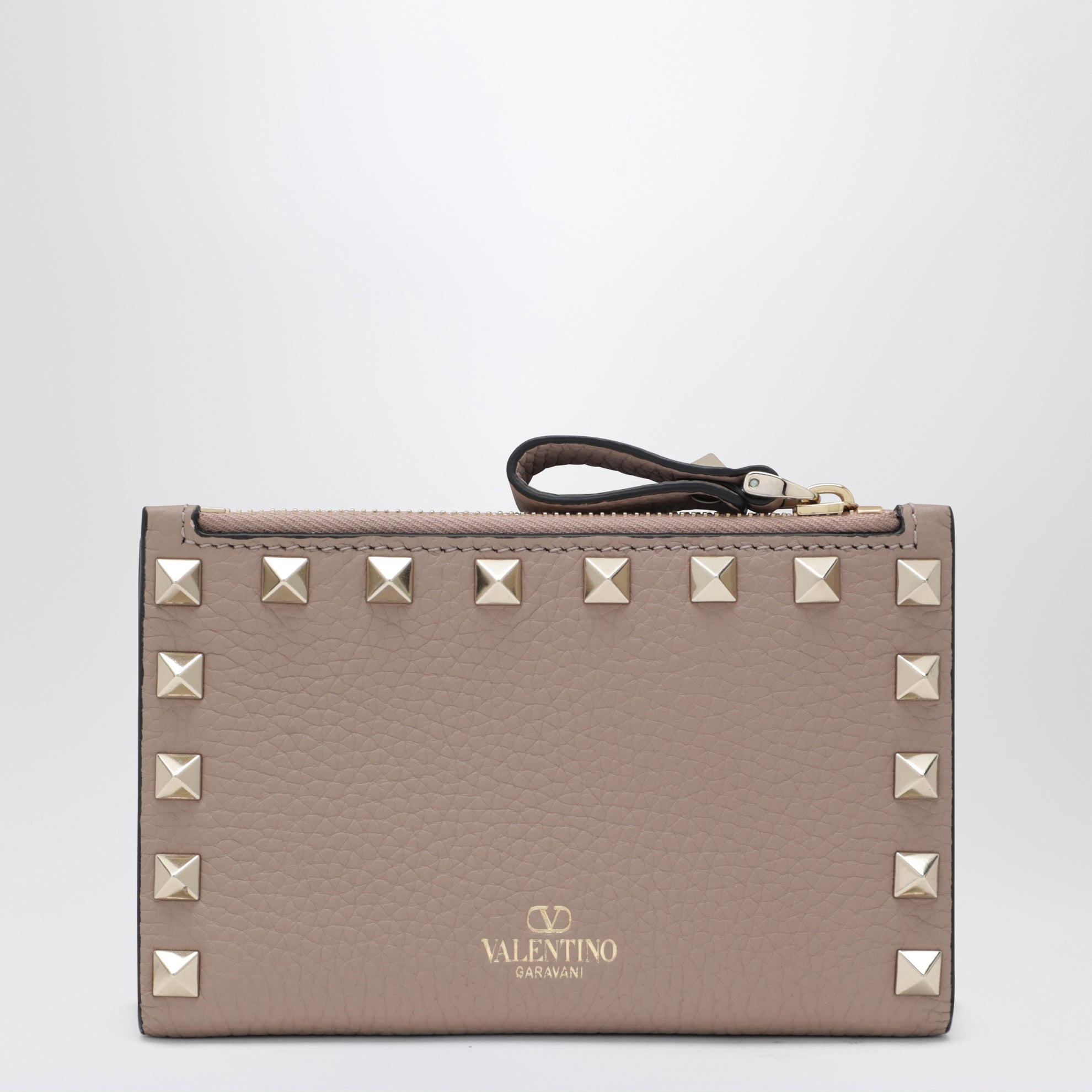 Rockstud Kartenhalter mit Reißverschluss in Puderrosa