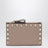 Portacarte con zip Rockstud in pelle color cipria