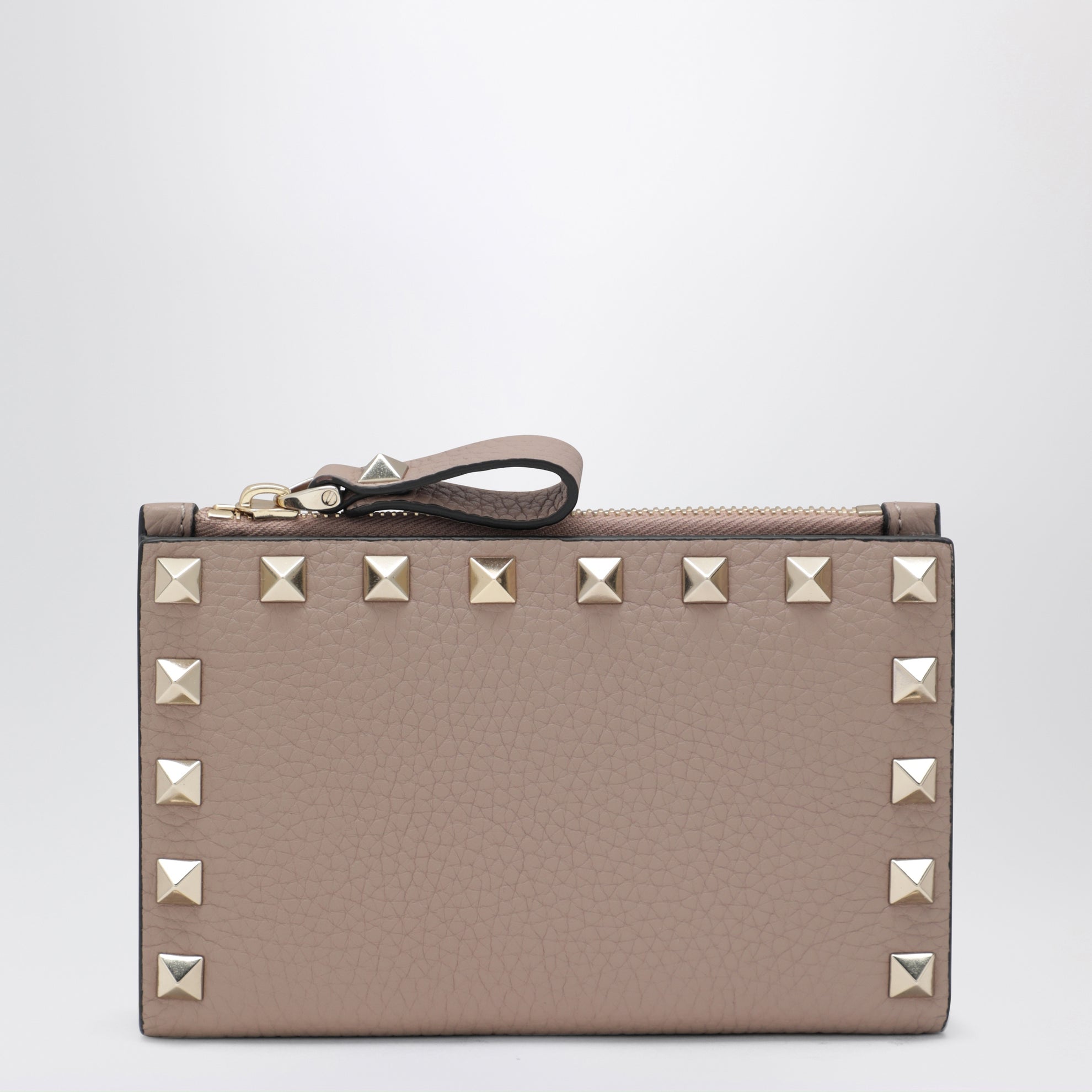 Rockstud Kartenhalter mit Reißverschluss in Puderrosa