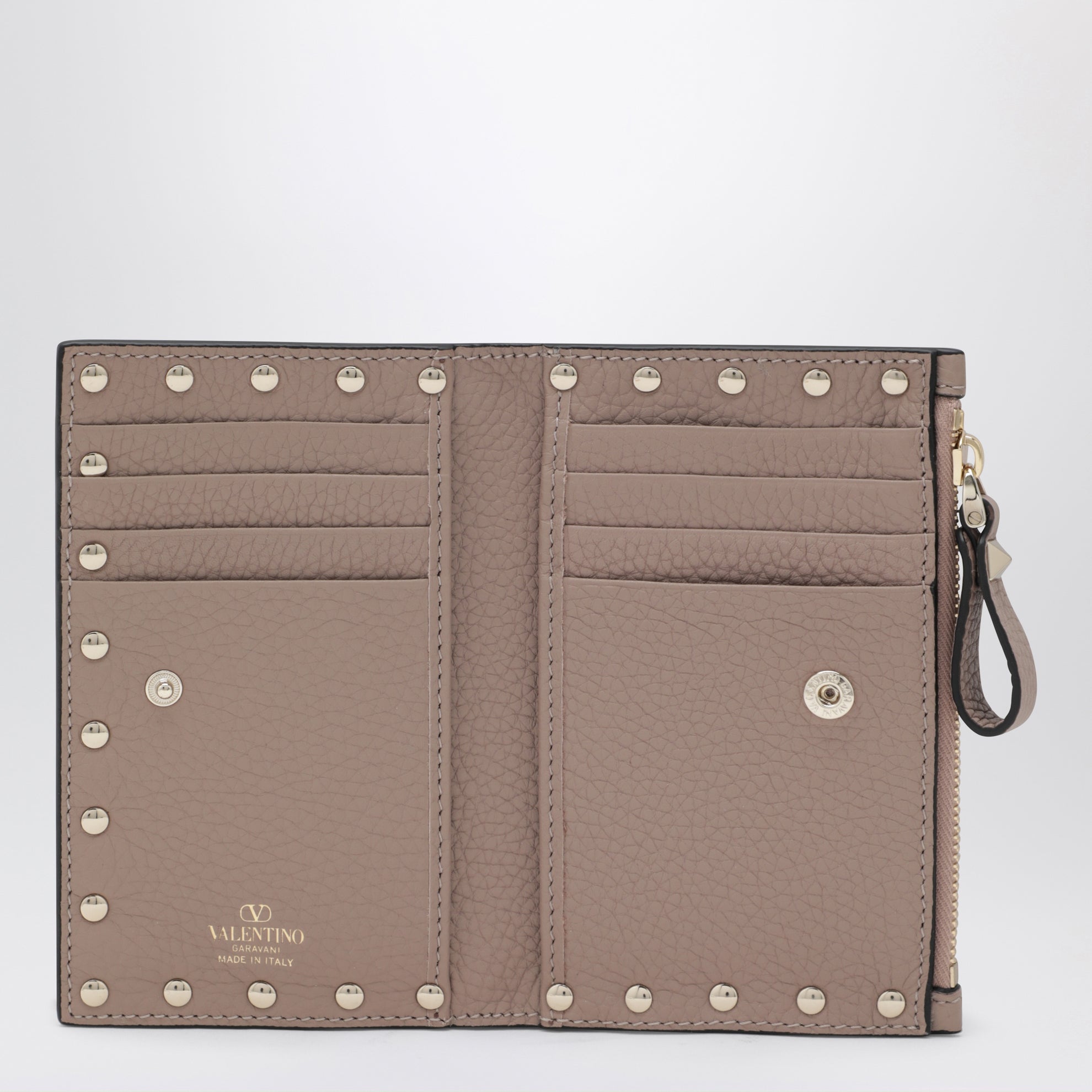 Rockstud Kartenhalter mit Reißverschluss in Puderrosa