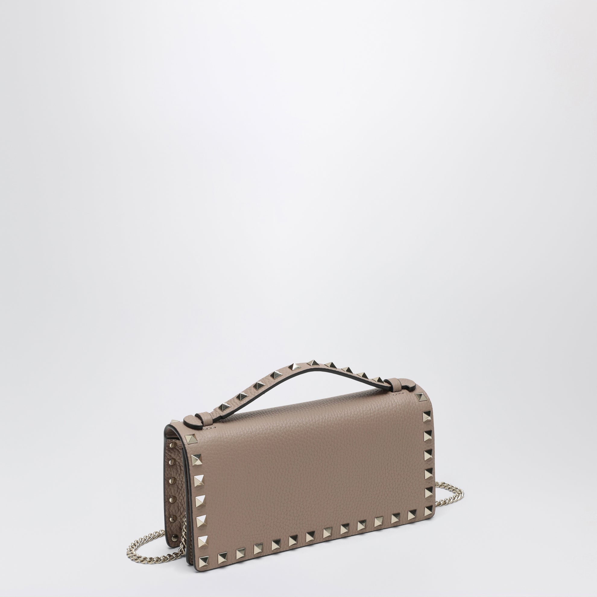 Rockstud pink powder chain wallet