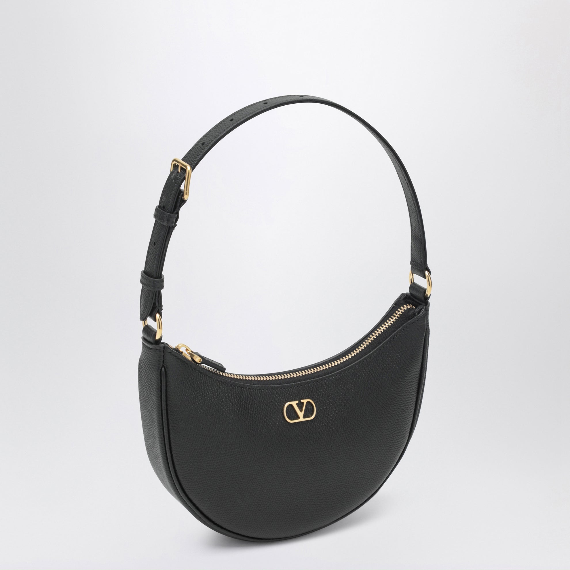 Mini sac Hobo Vlogo Signature en cuir noir
