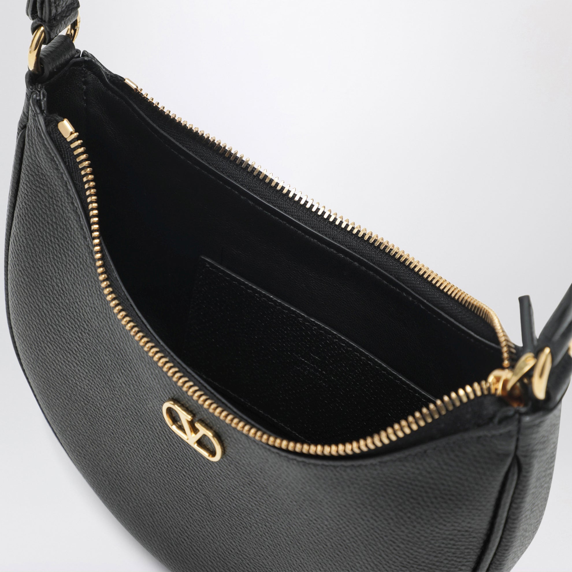 Mini sac Hobo Vlogo Signature en cuir noir
