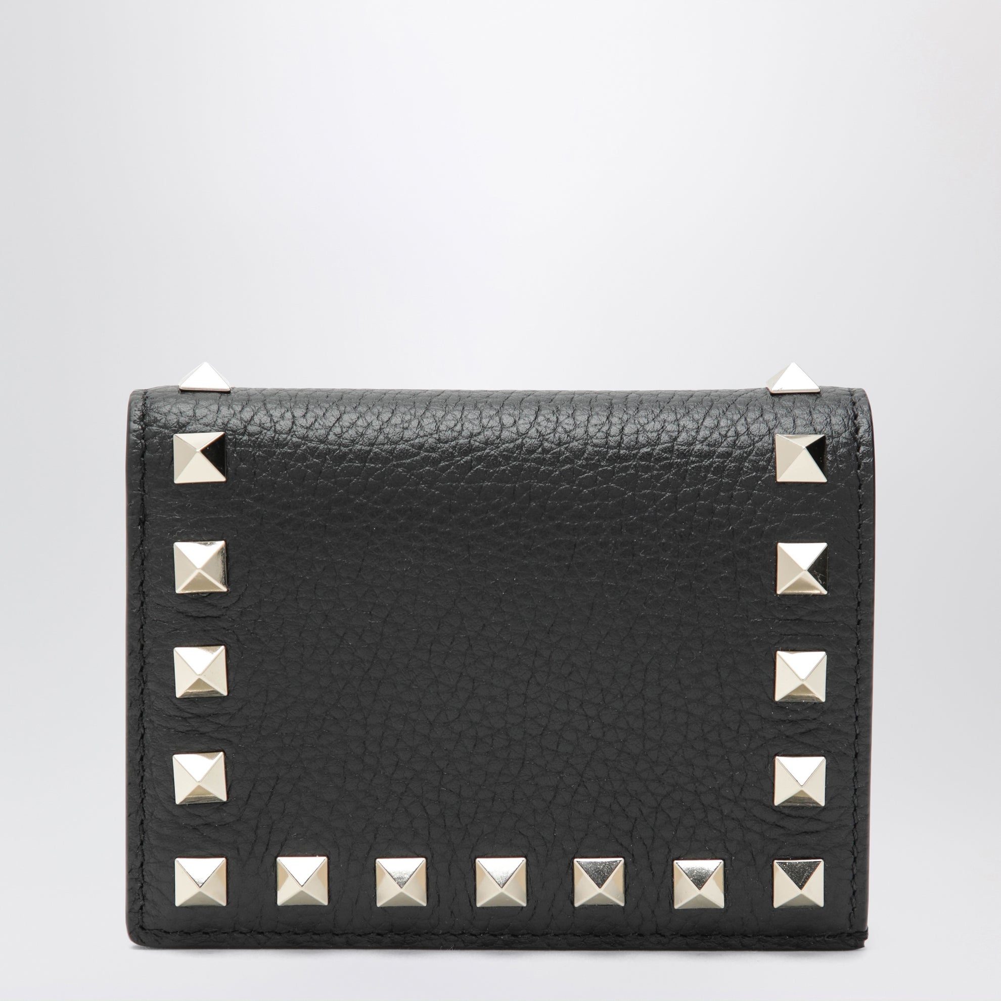 Schwarzes Rockstud-Portemonnaie aus Leder