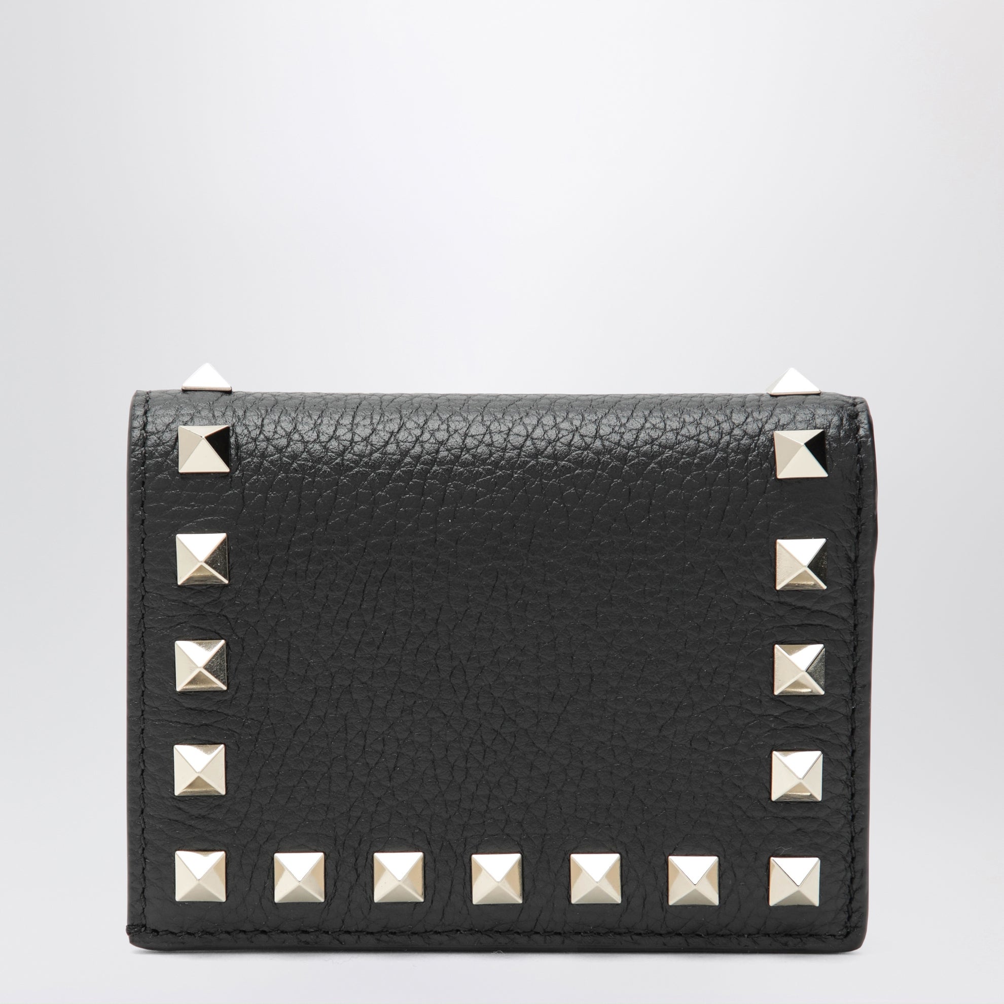 Schwarzes Rockstud-Portemonnaie aus Leder