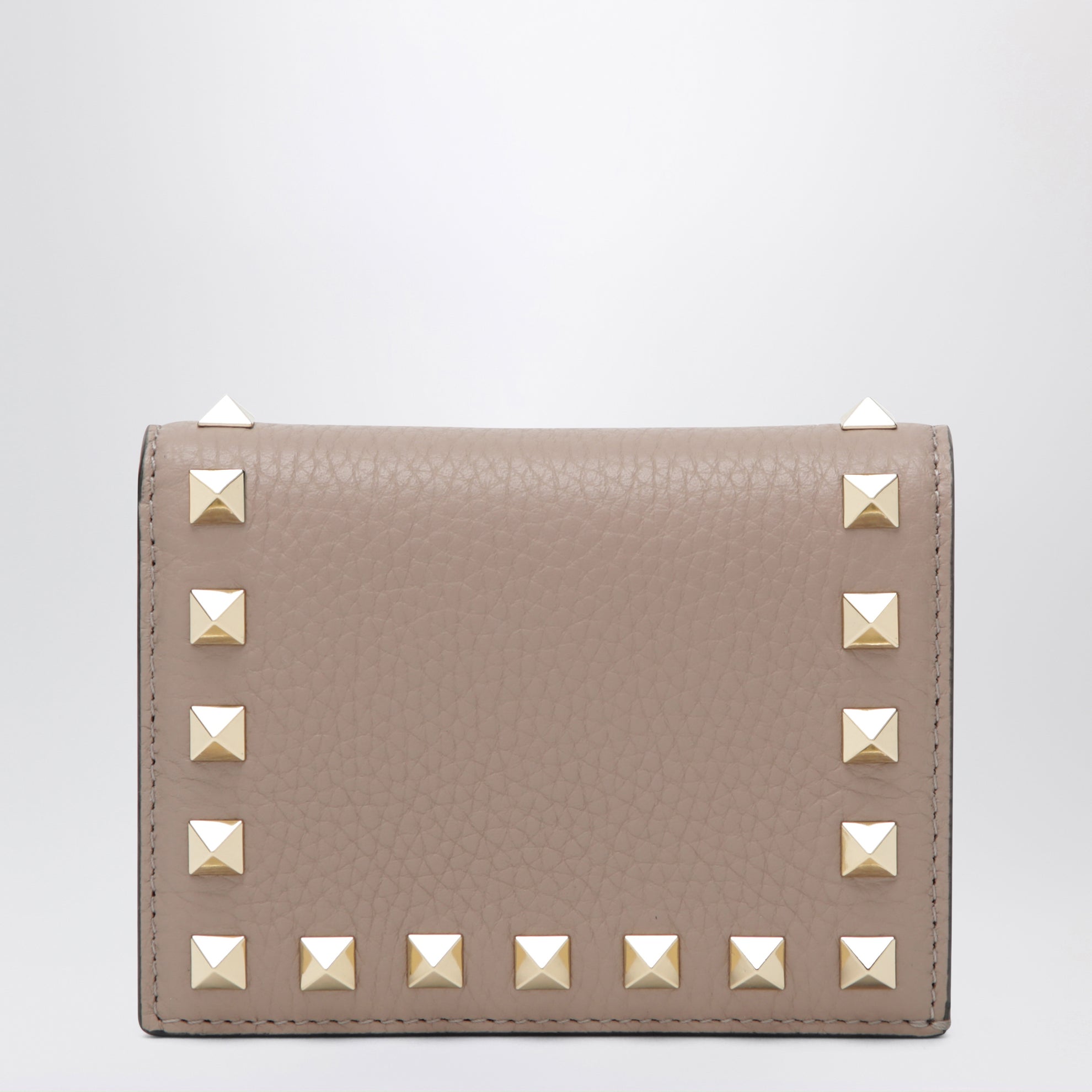 Portafoglio Rockstud in pelle color cipria