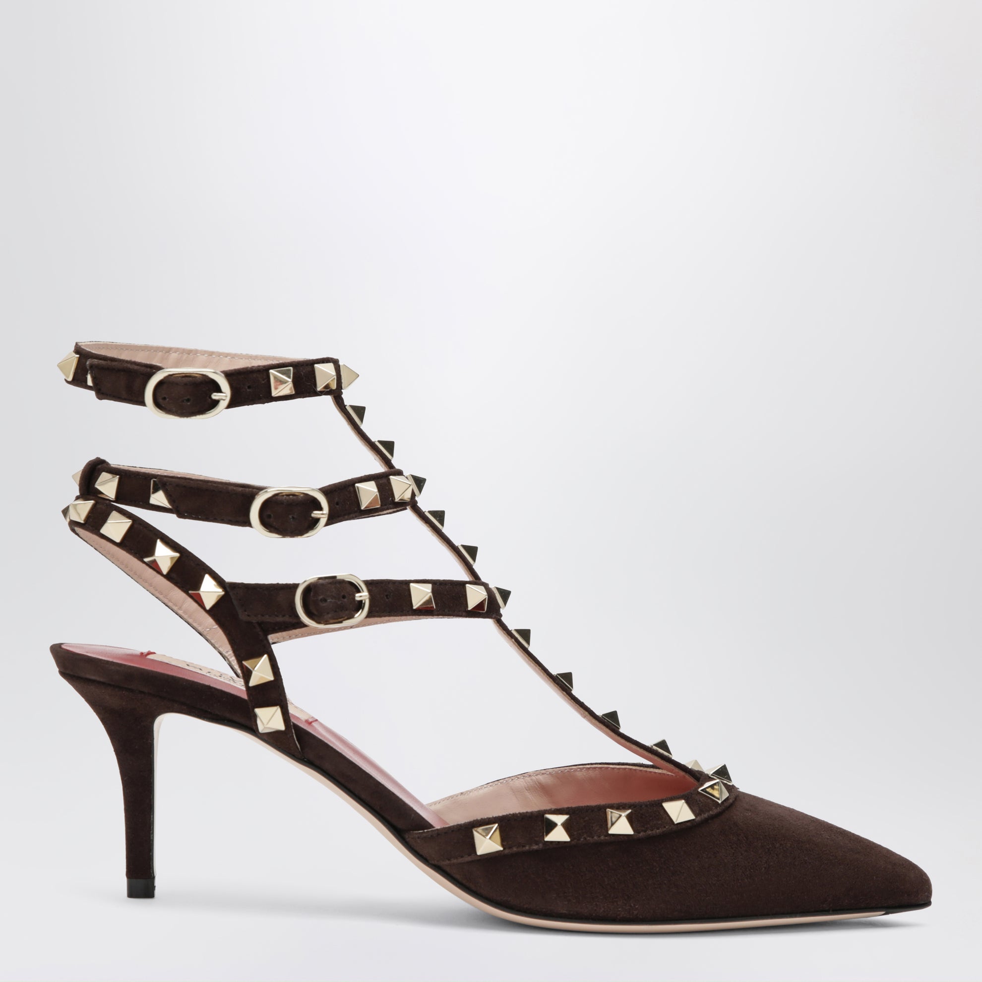 Décolleté Rockstud marrone in suede