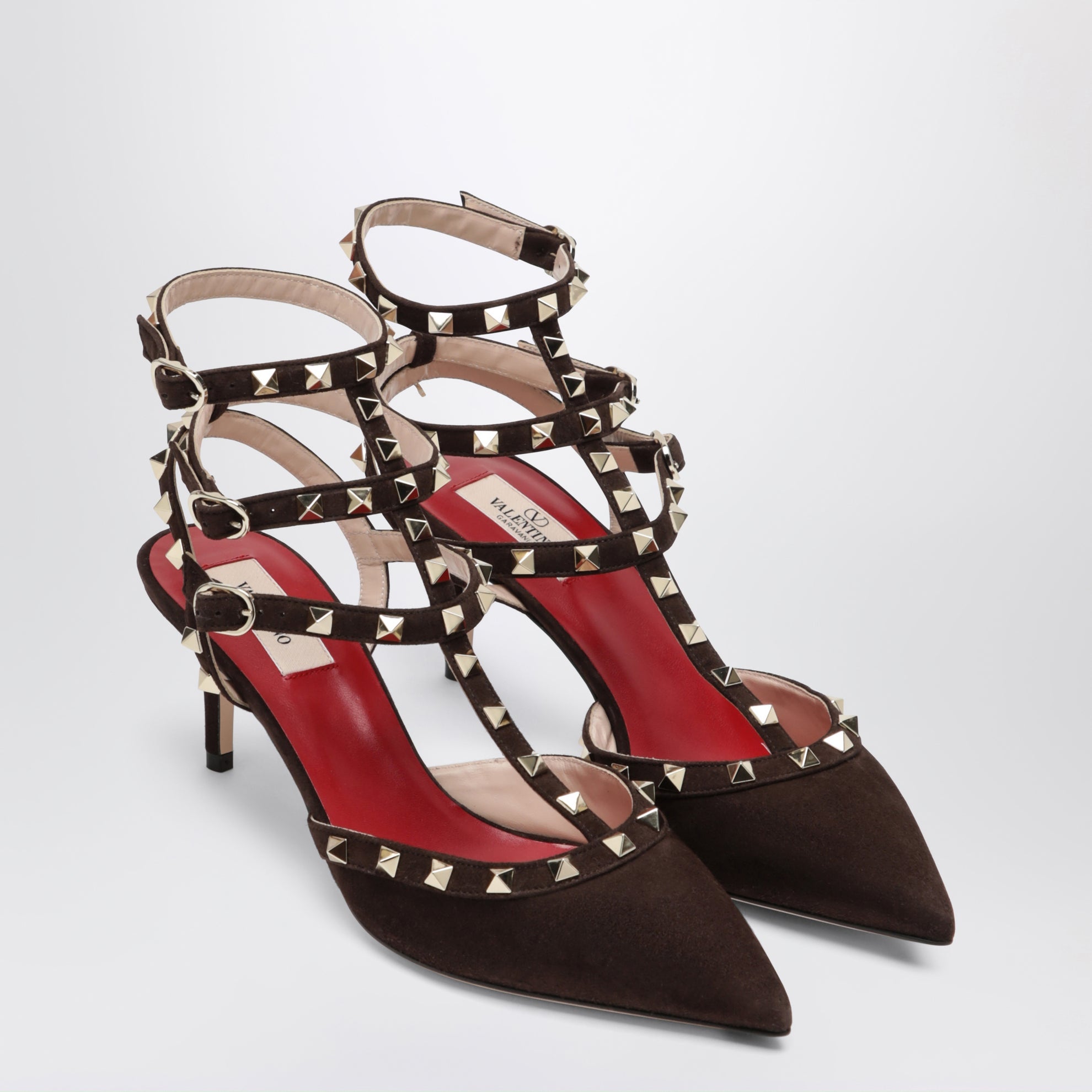 Décolleté Rockstud marrone in suede