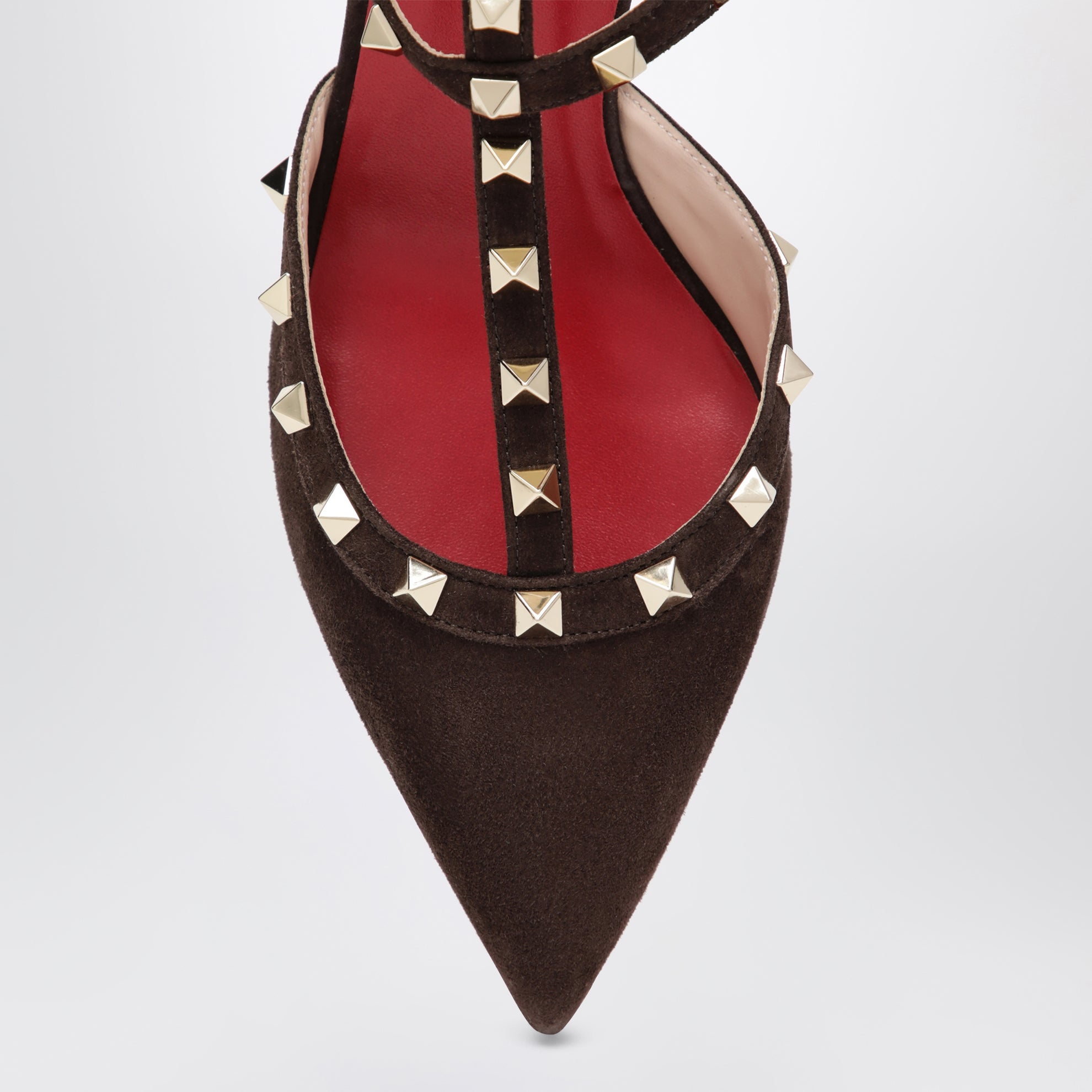 Décolleté Rockstud marrone in suede