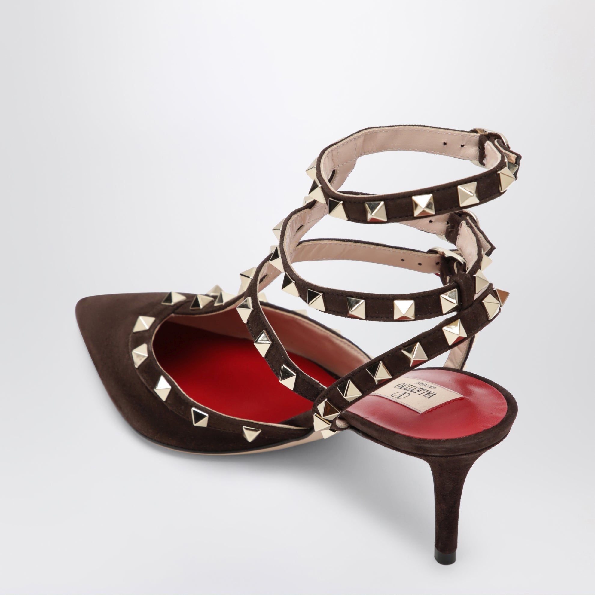 Décolleté Rockstud marrone in suede