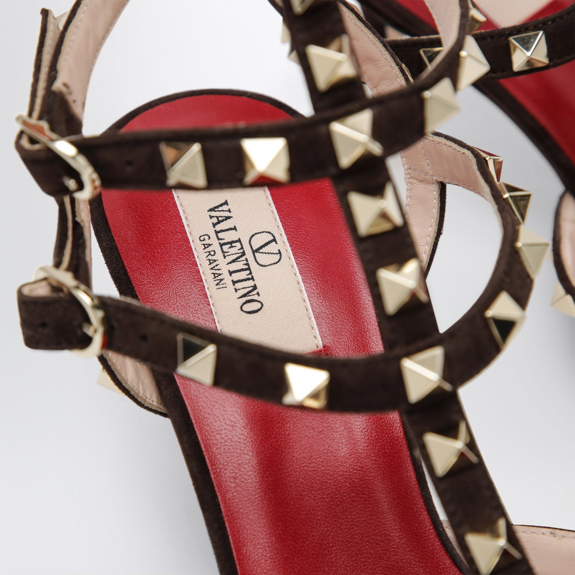 Décolleté Rockstud marrone in suede