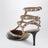 Rockstud strap pumps in patent leather, black/powder