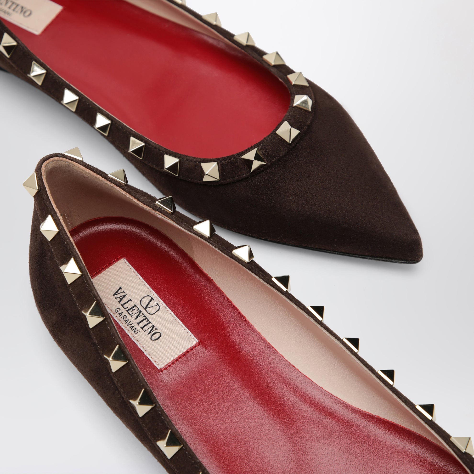 Ballerines Rockstud marron en daim