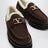 Mocassini VLogo marroni in suede con shearling
