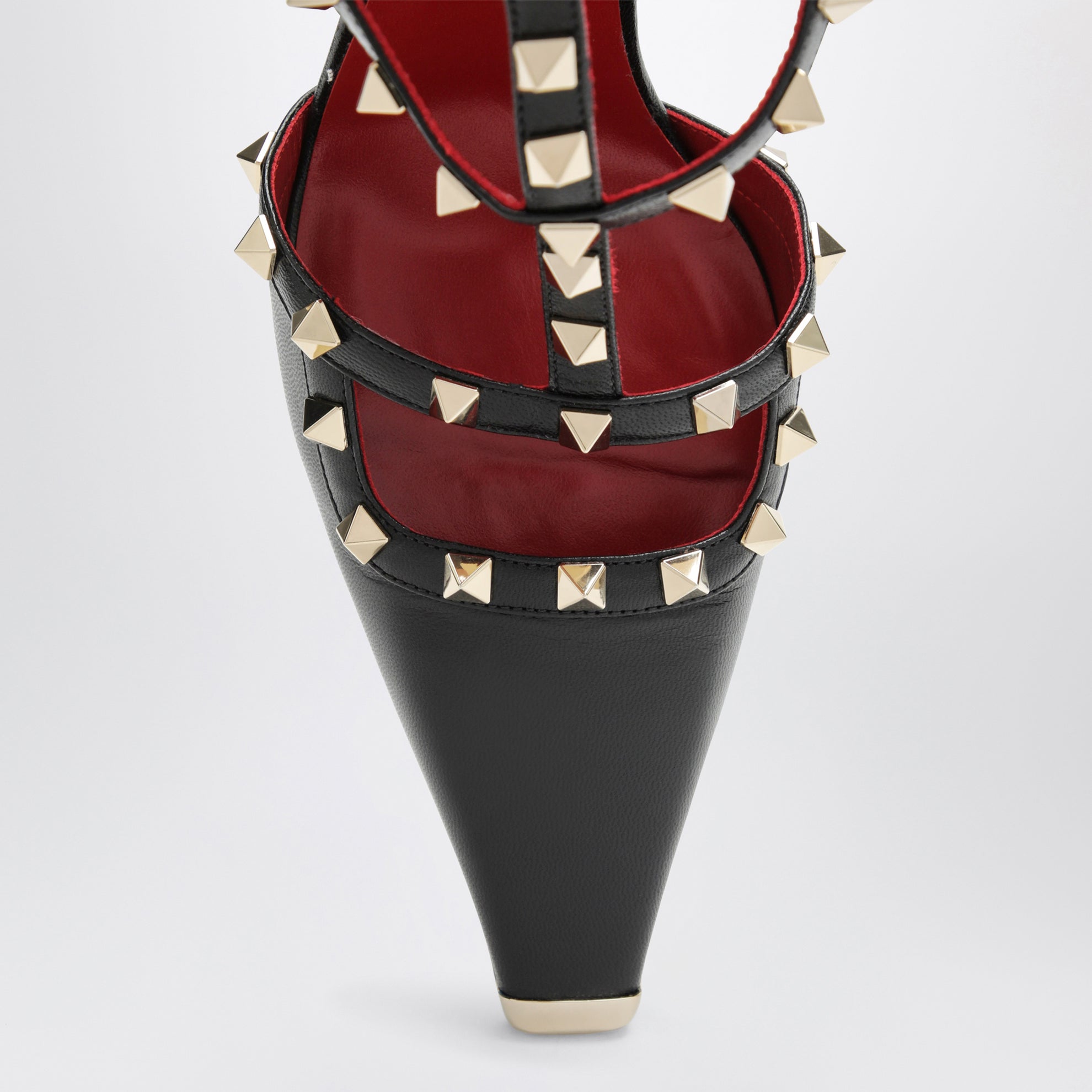 Rockstud Black Leather Slingback Heels