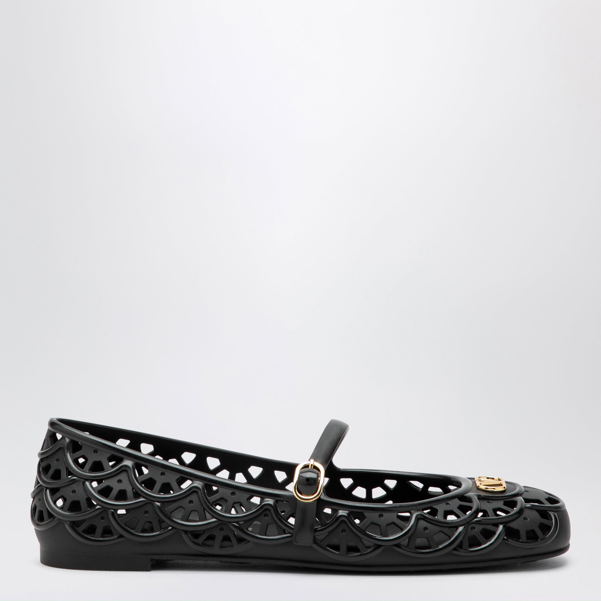 VLogo Signature Ballerinas aus schwarzem Gummi