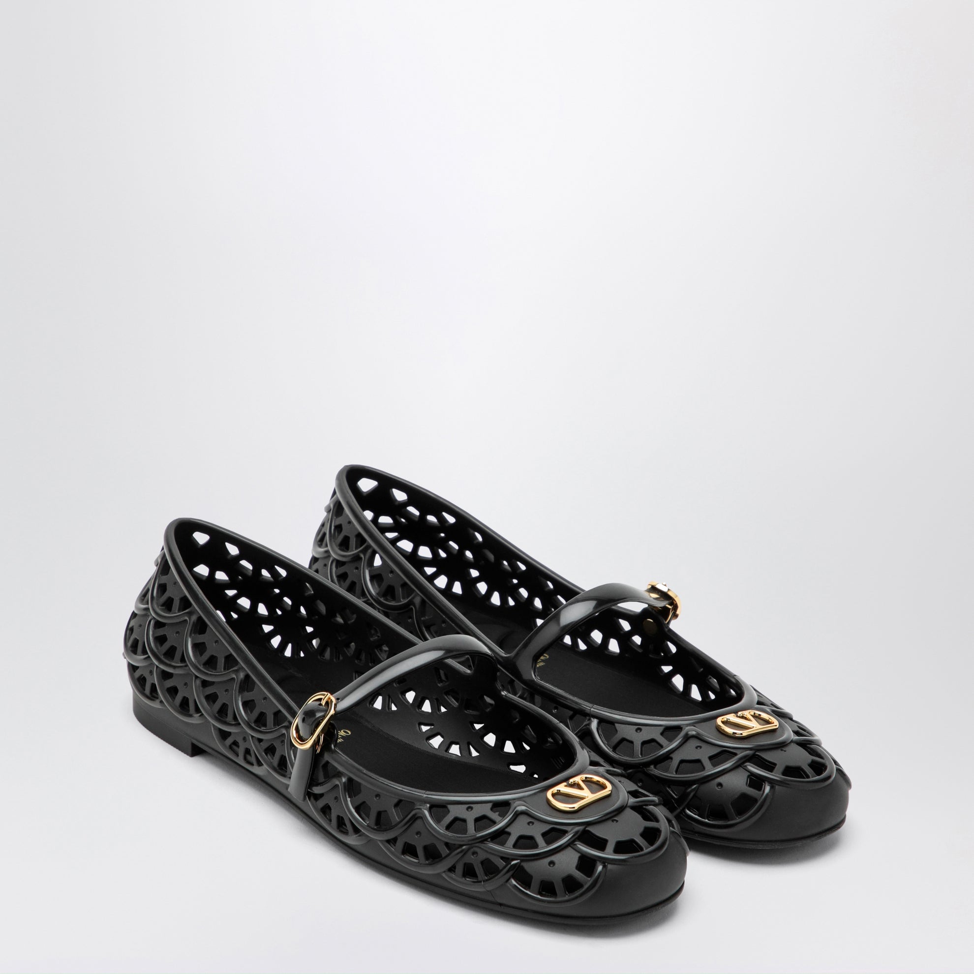 VLogo Signature Ballerinas aus schwarzem Gummi
