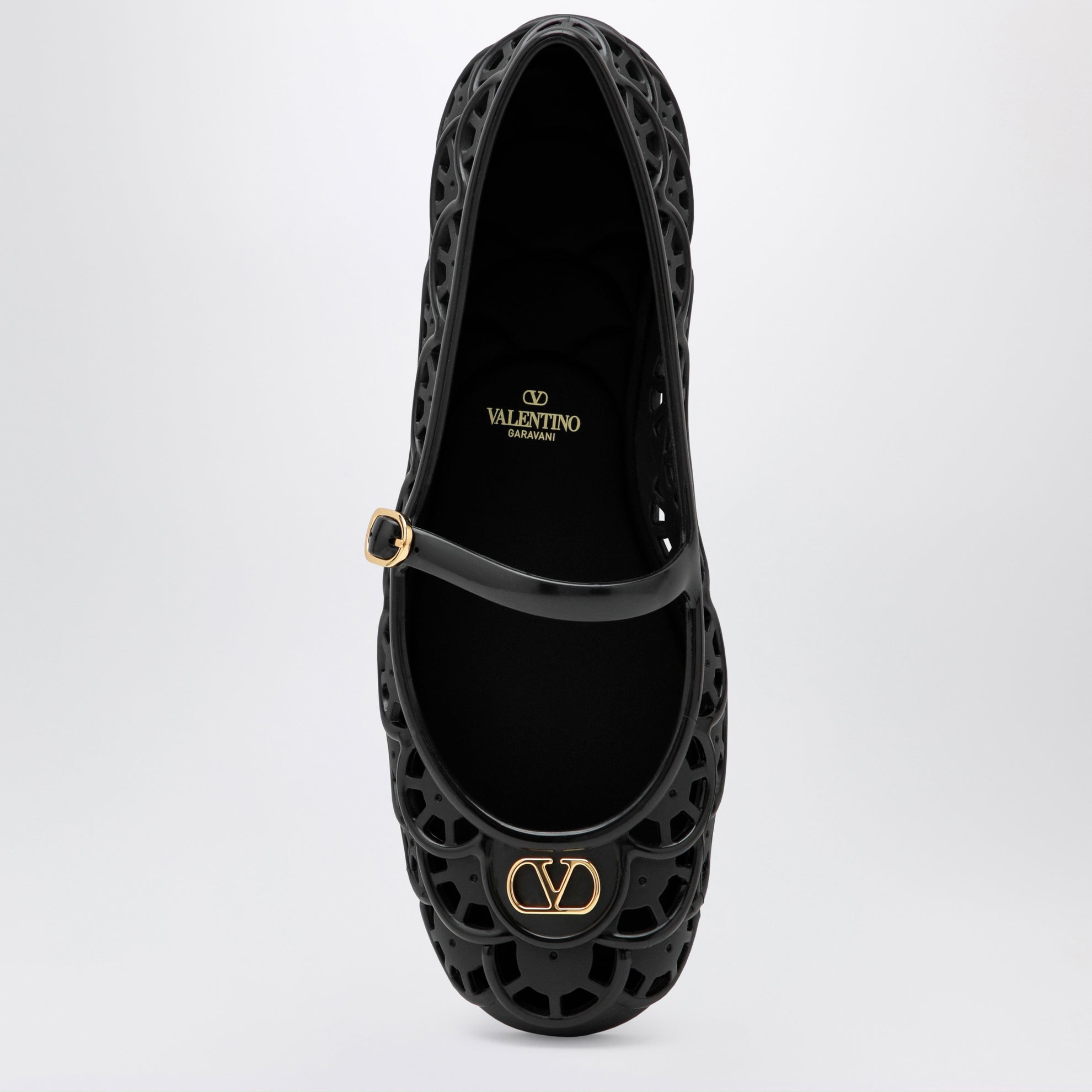 VLogo Signature Ballerinas aus schwarzem Gummi