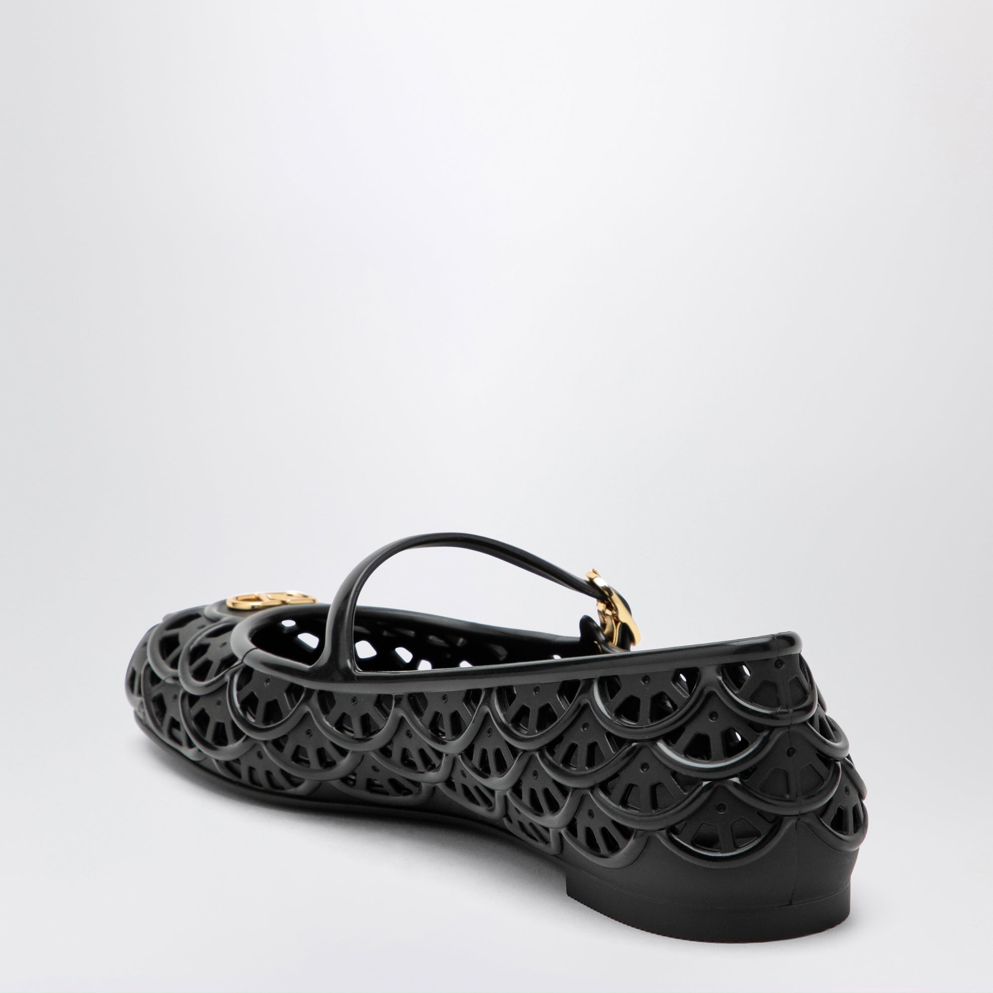 VLogo Signature Ballerinas aus schwarzem Gummi