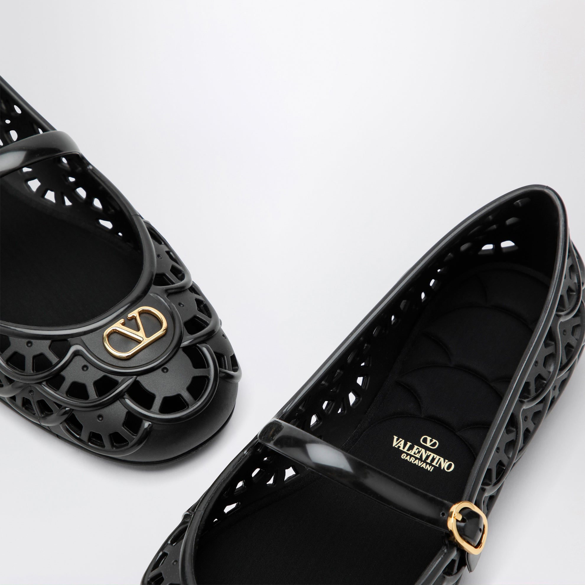 VLogo Signature Ballerinas aus schwarzem Gummi