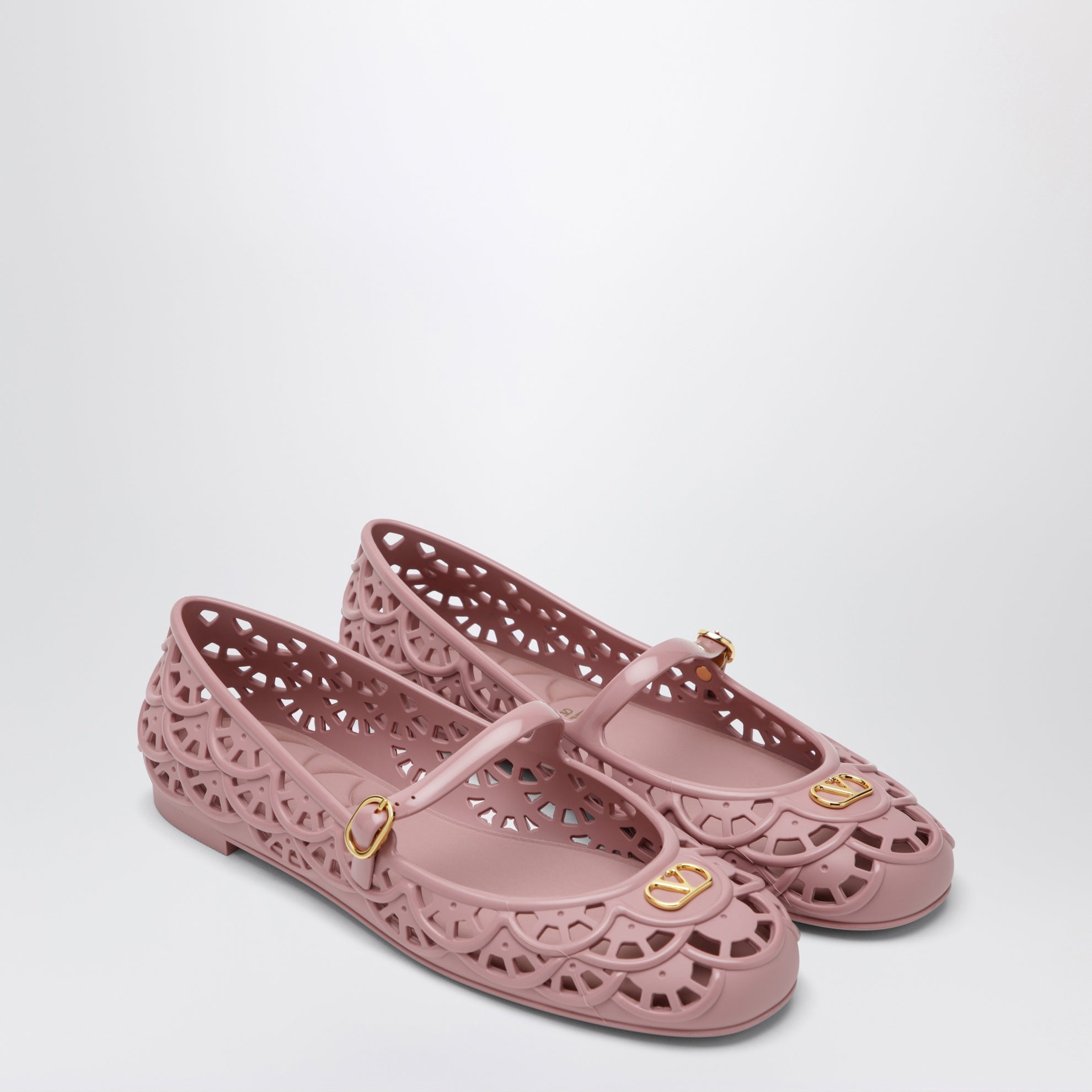 Pink rubber VLogo Signature ballet flats