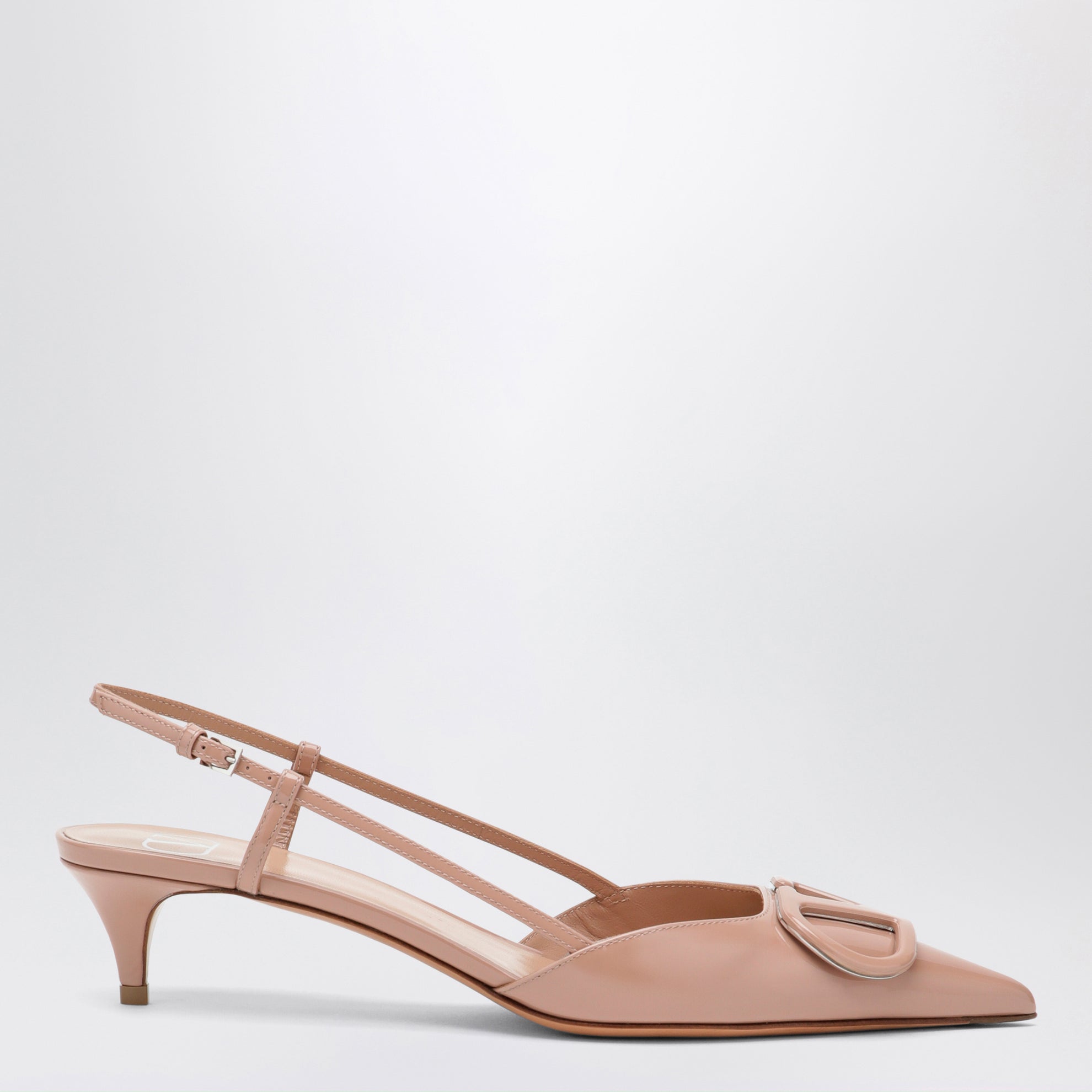 Escarpins slingback VLogo Signature en cuir verni rose cannelle