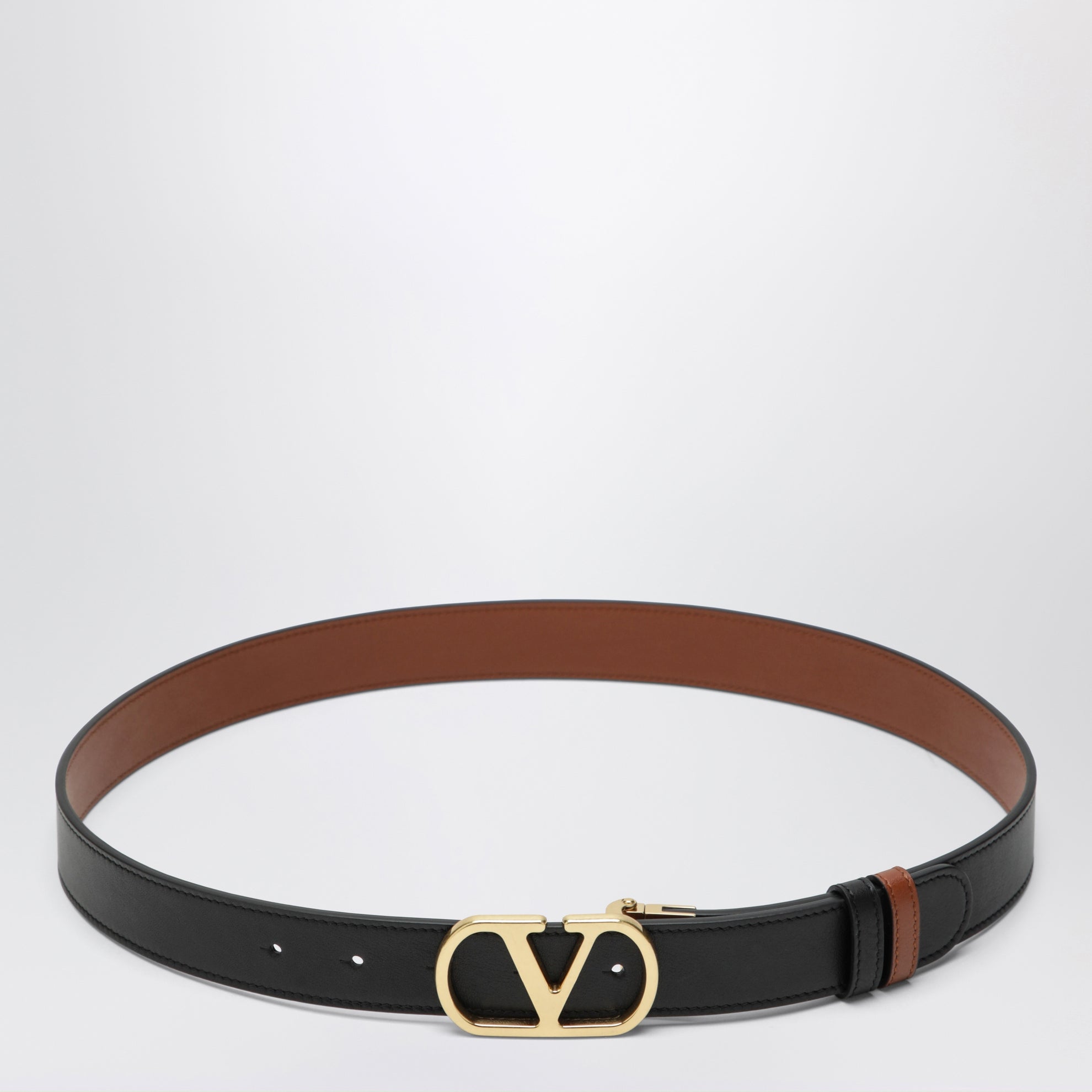 Cintura Vlogo Signature reversibile Nera/Caramel