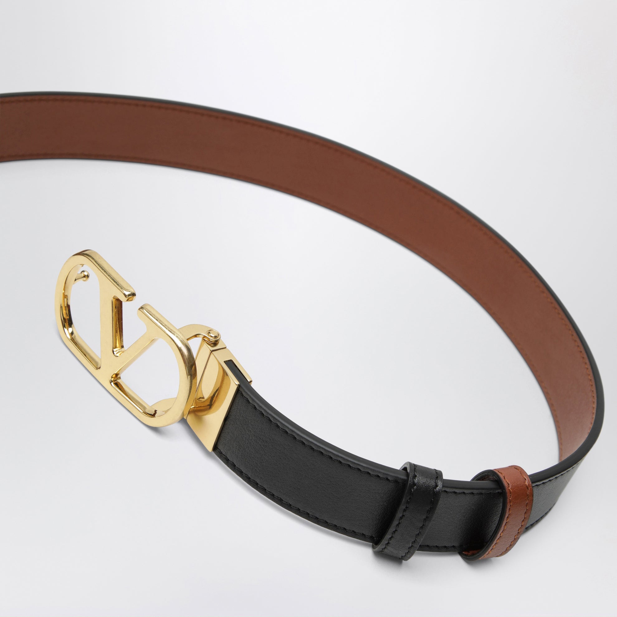 Cintura Vlogo Signature reversibile Nera/Caramel