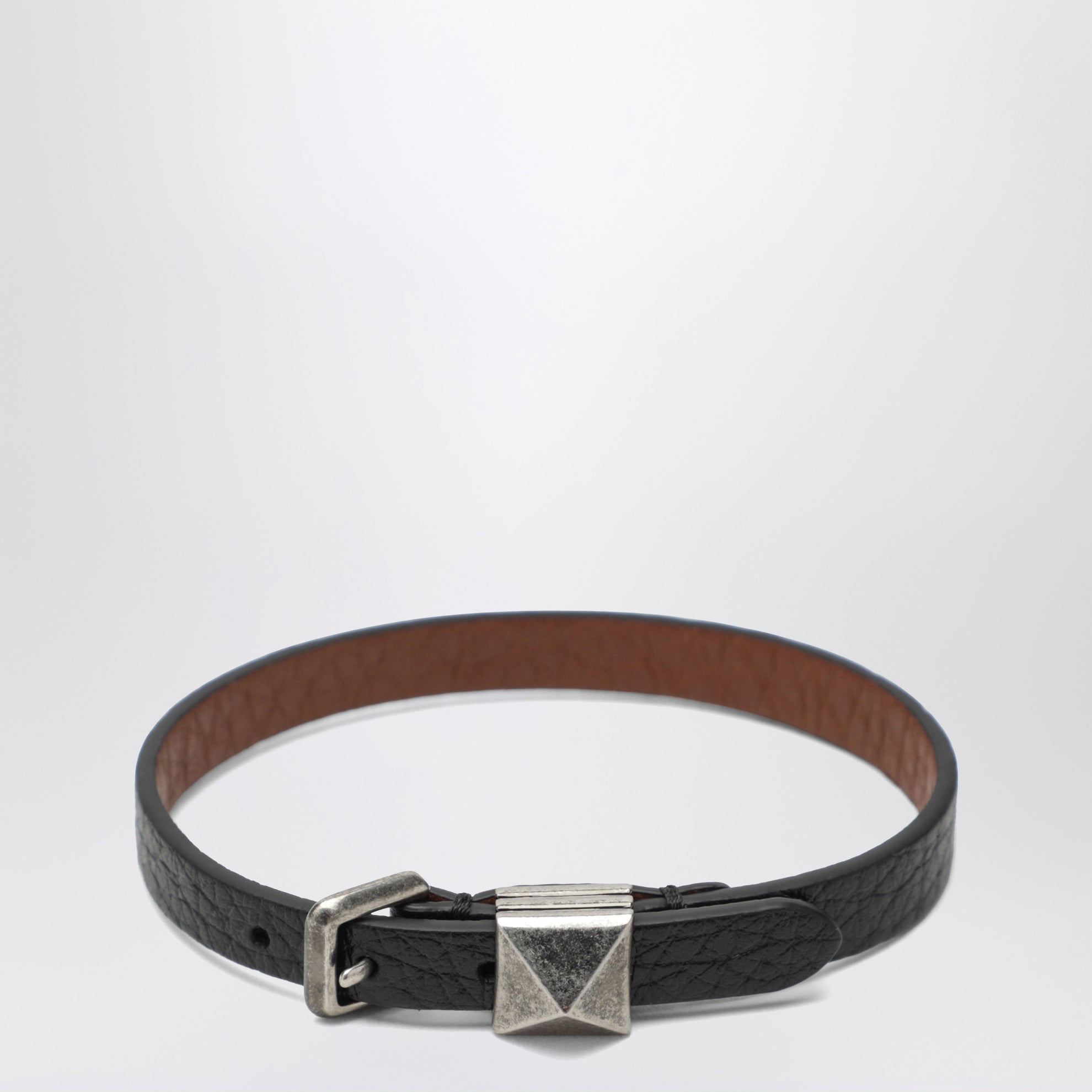 Bracciale Rockstud nero in pelle