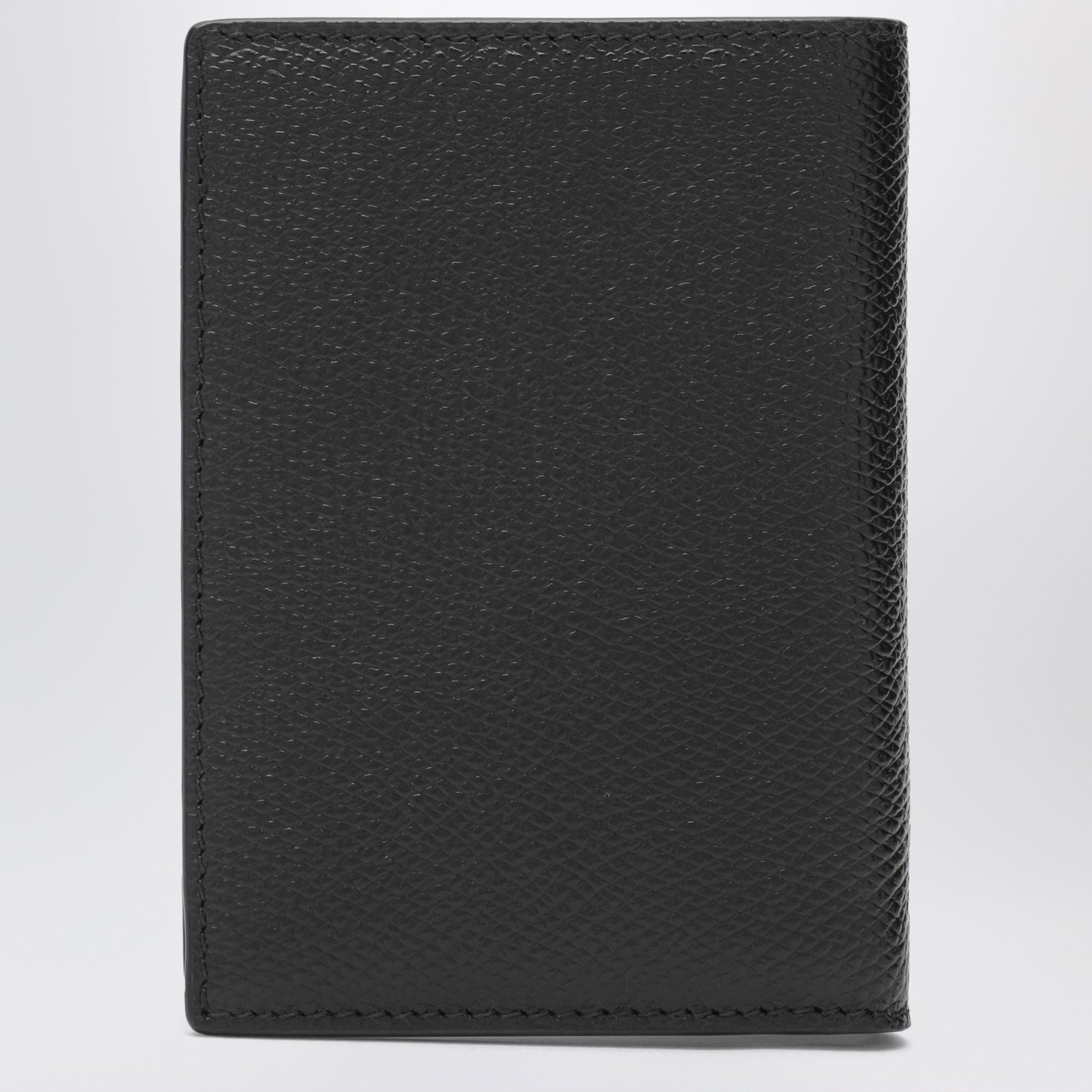 Schwarzes VLogo Signature Portemonnaie aus genarbtem Leder