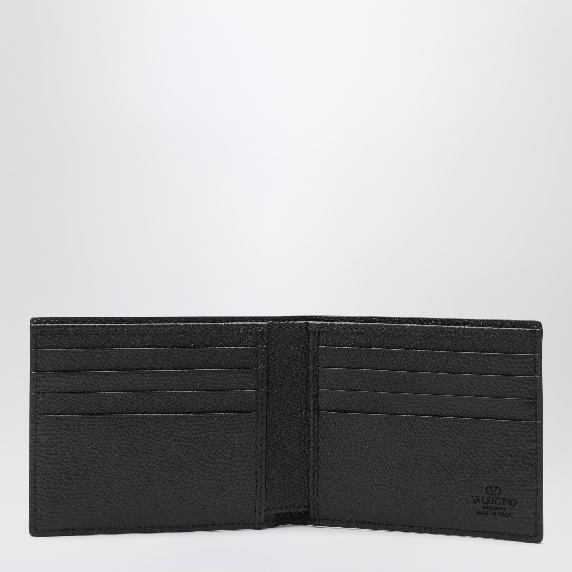 Portefeuille VLogo Signature noir en cuir grainé