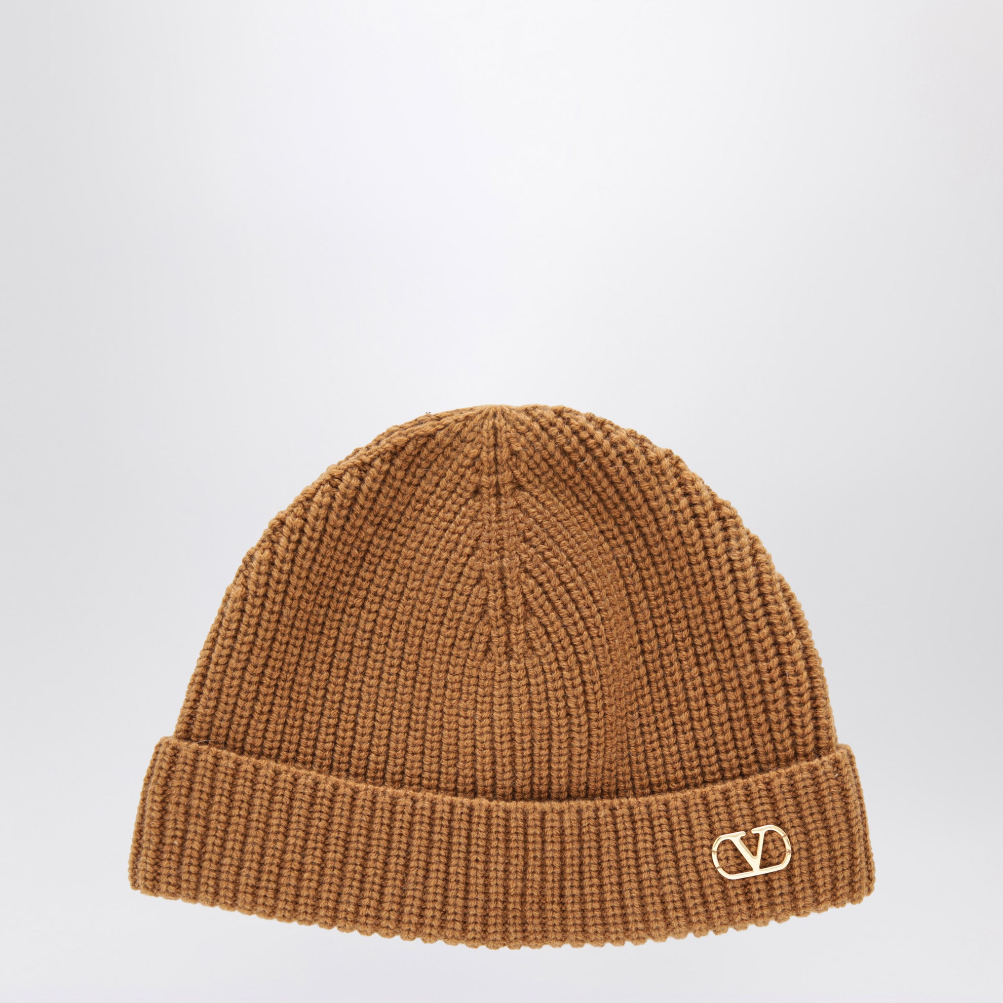 Bonnet Vlogo Signature couleur camel en cachemire