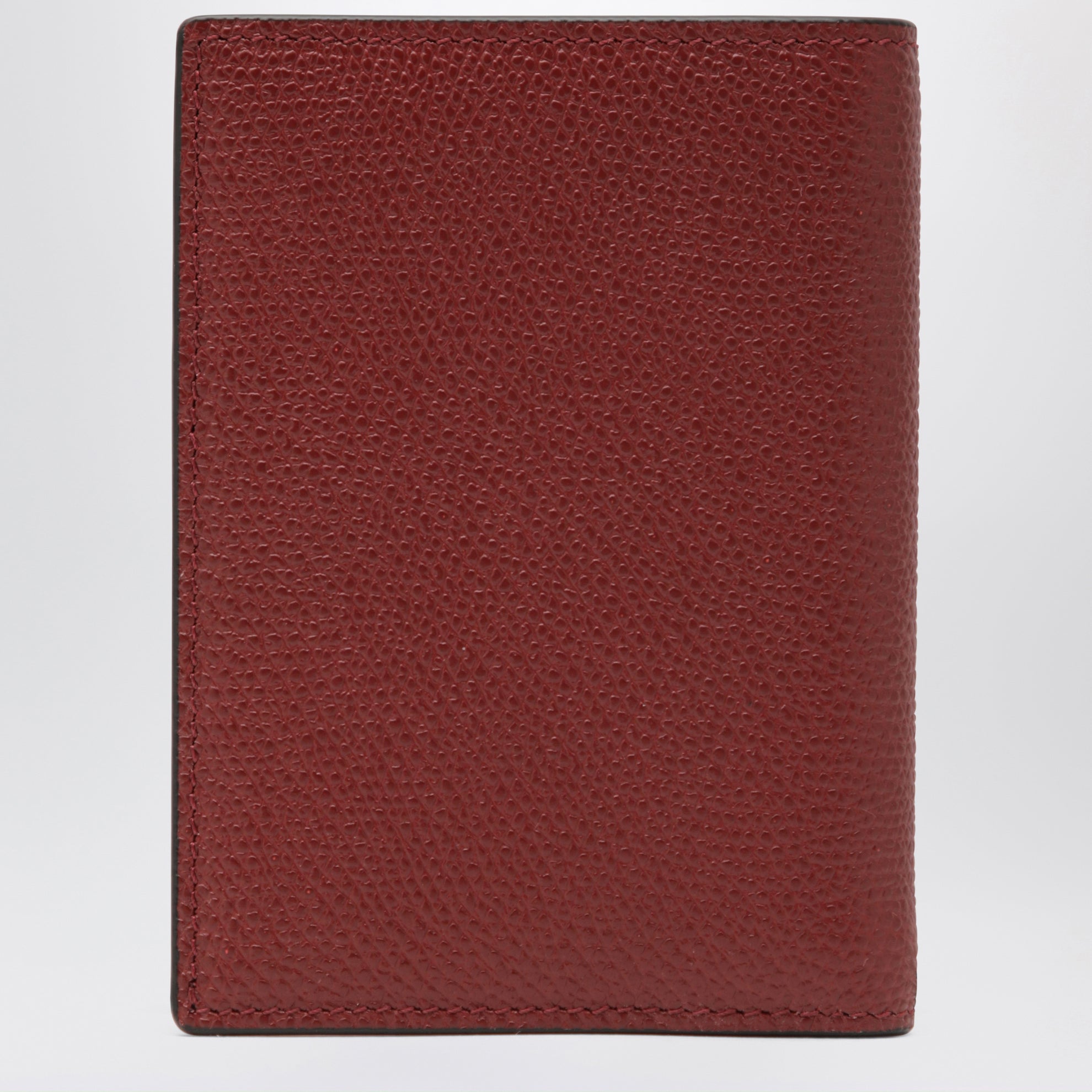 Porte-cartes Vlogo rouge foncé en cuir grainé