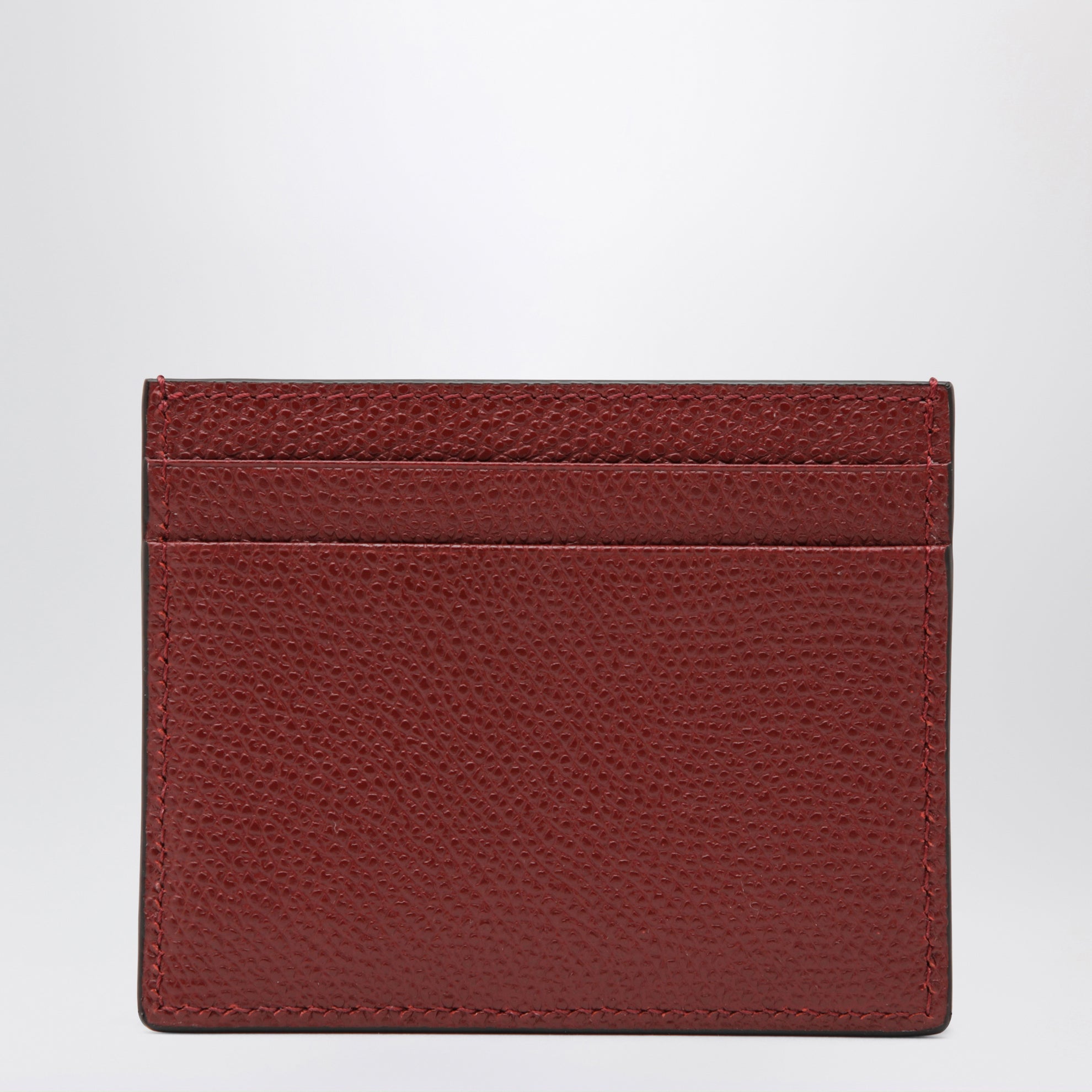 Porte-cartes VLogo Signature en veau grainé rouge
