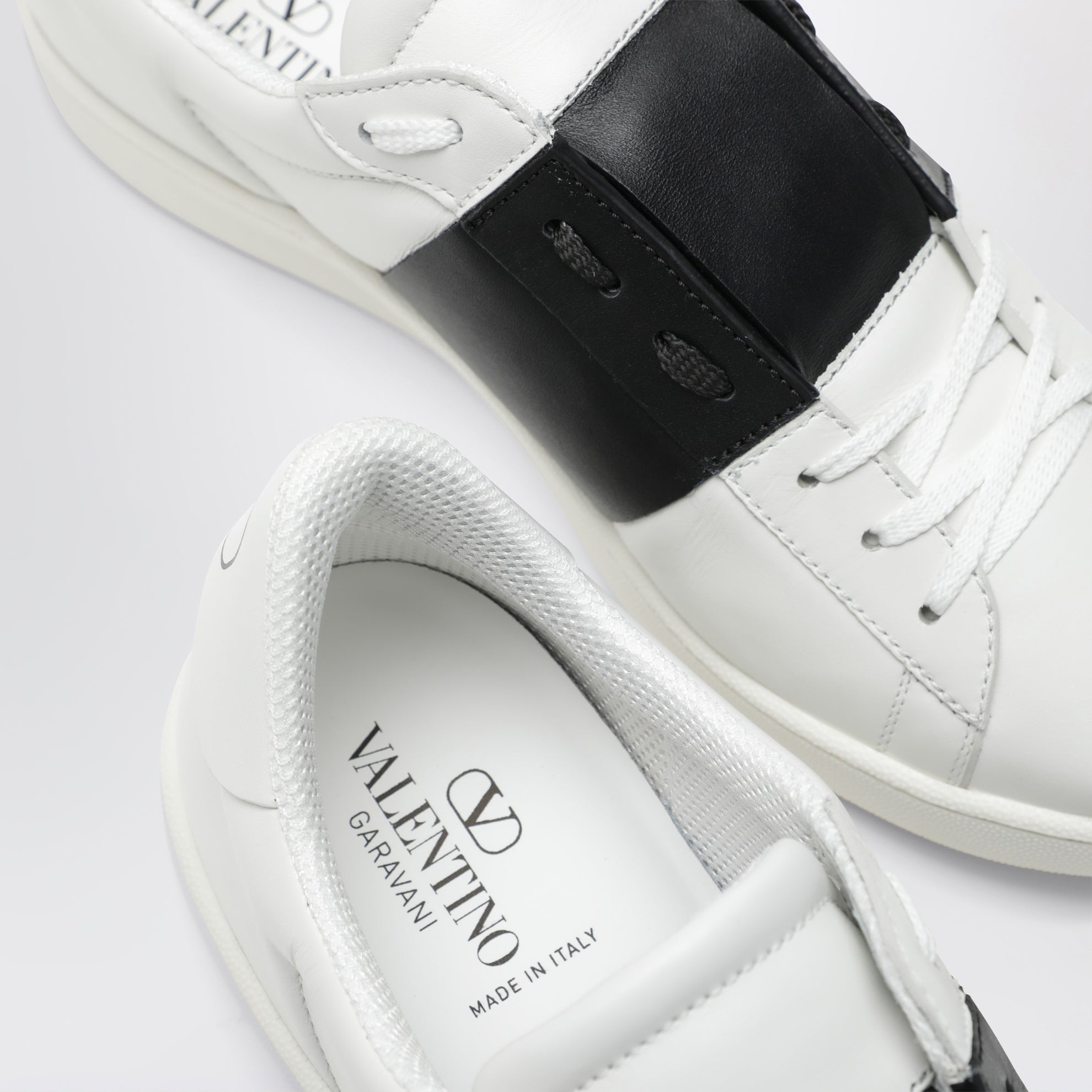 Open Royco nappa calfskin sneakers in white/black