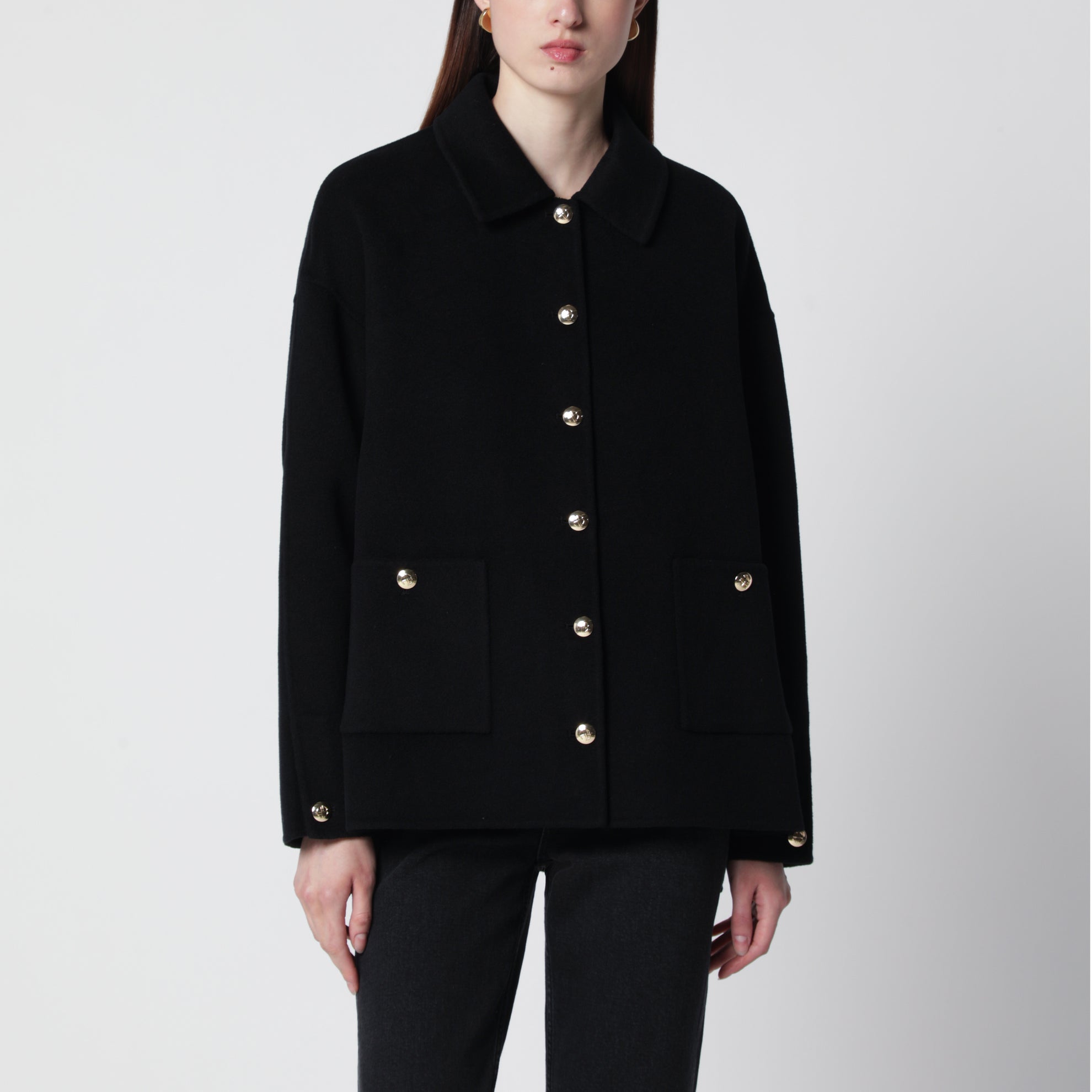 Schwarze Jacke aus Wolle und Kaschmir