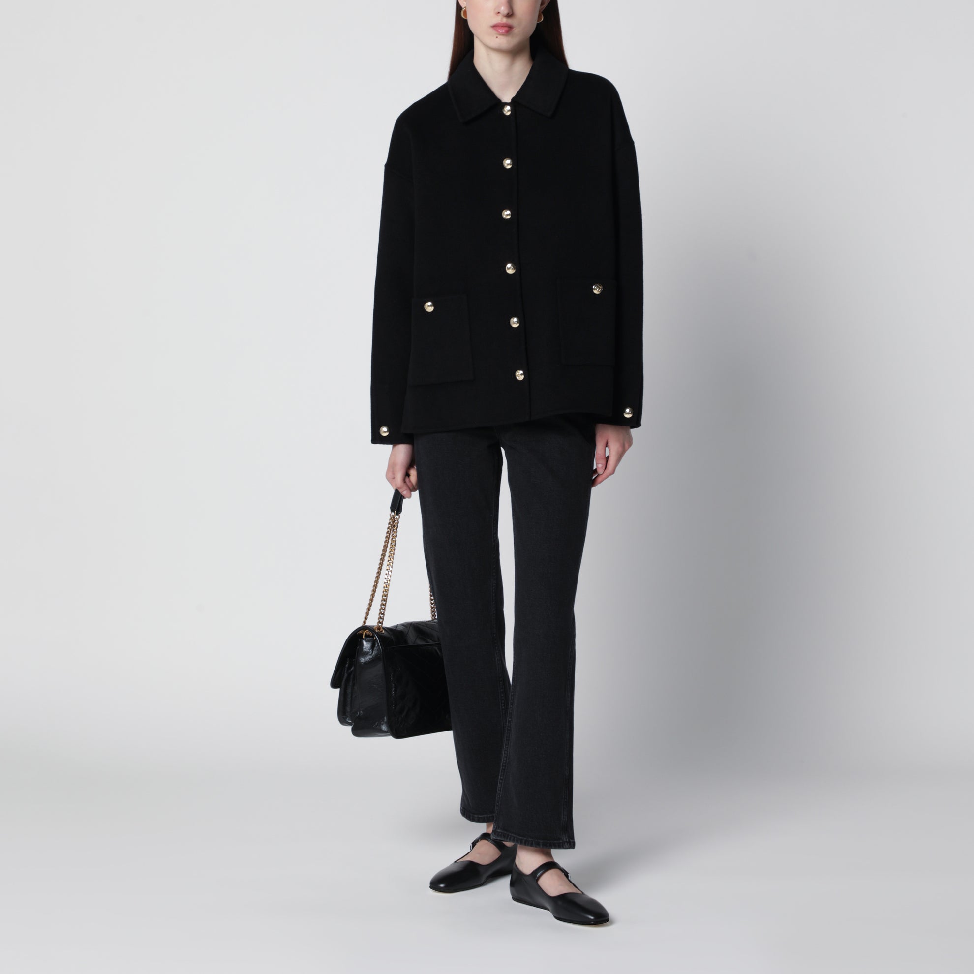 Schwarze Jacke aus Wolle und Kaschmir